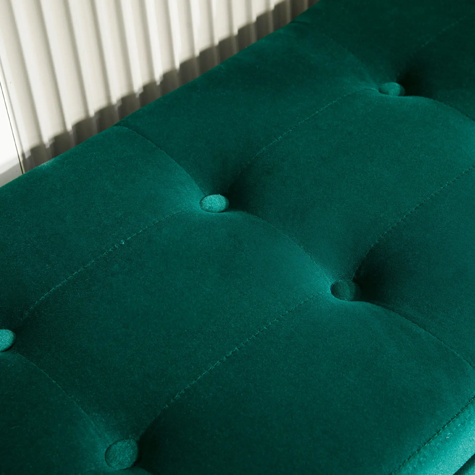 HOMCOM Polsterbank mit Stauraum, Armlehnen, Samtartiges Polyester, Kautschukholz, 107 x 42 x 65 cm, Grün