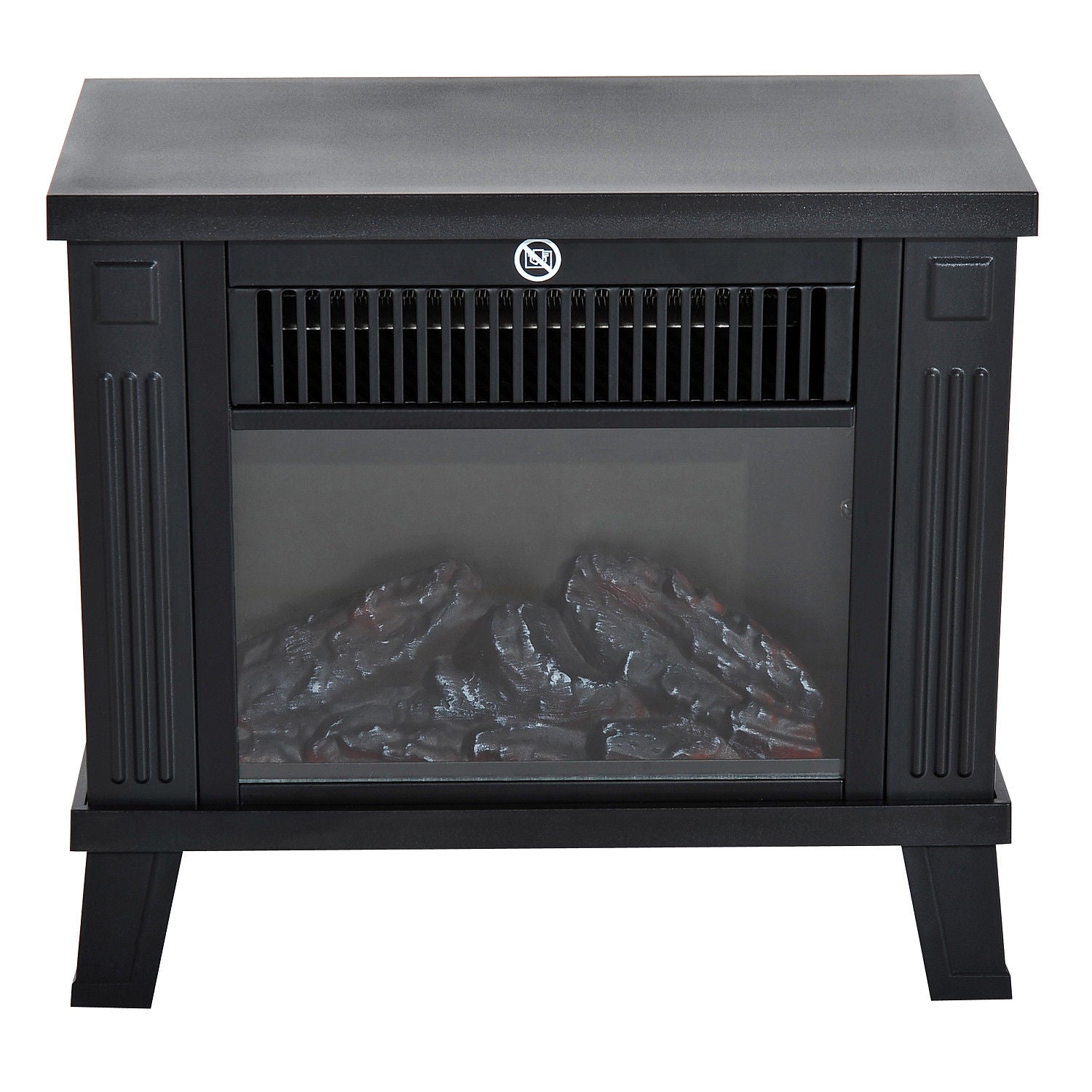 HOMCOM Elektrokamin Elektrischer Kamin Kaminofen Standkamin mit Flammeneffekt 600/1200W, Metall, Schwarz, 34x17x31 cm