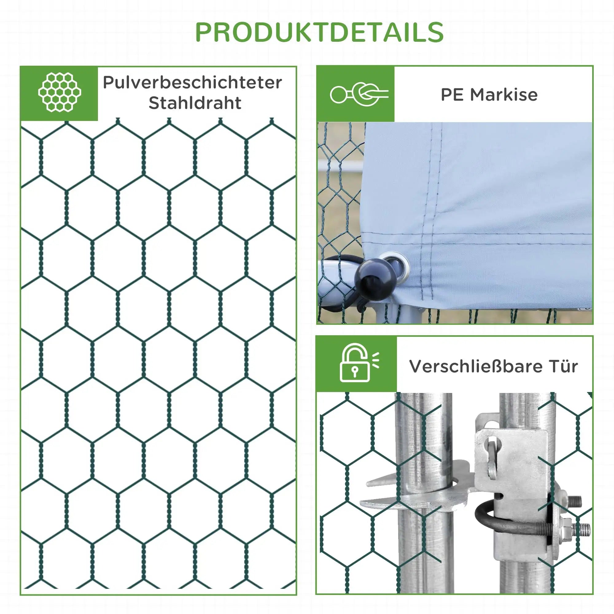 PawHut Hühnerstall Freilaufgehege Outdoor mit Abdeckung Tür