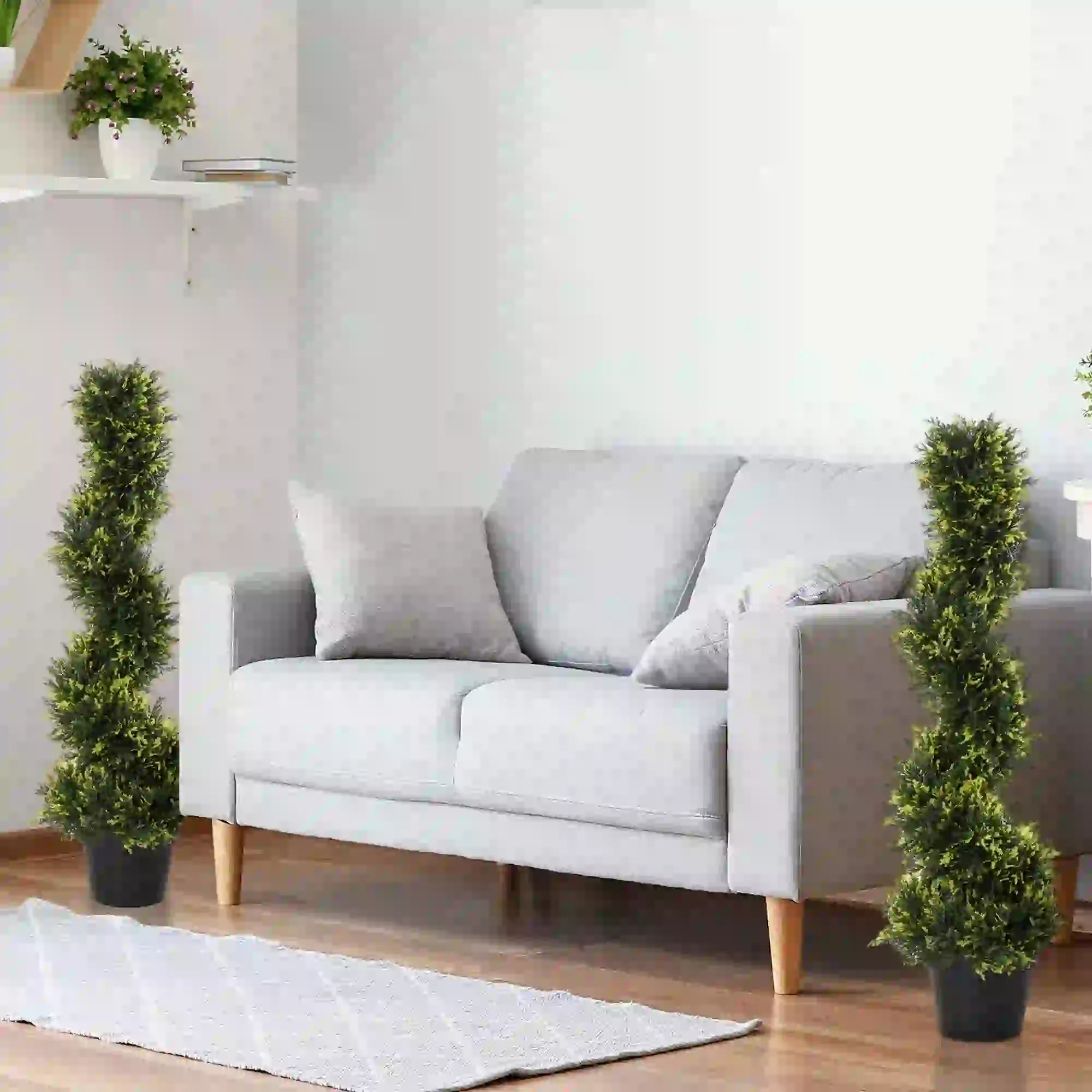 Outsunny Künstliche Spiralpflanze, Spiral-Zedernbaum mit Topf, 90 cm, künstliche Zeder für Außen- und Innendekoration, Grün