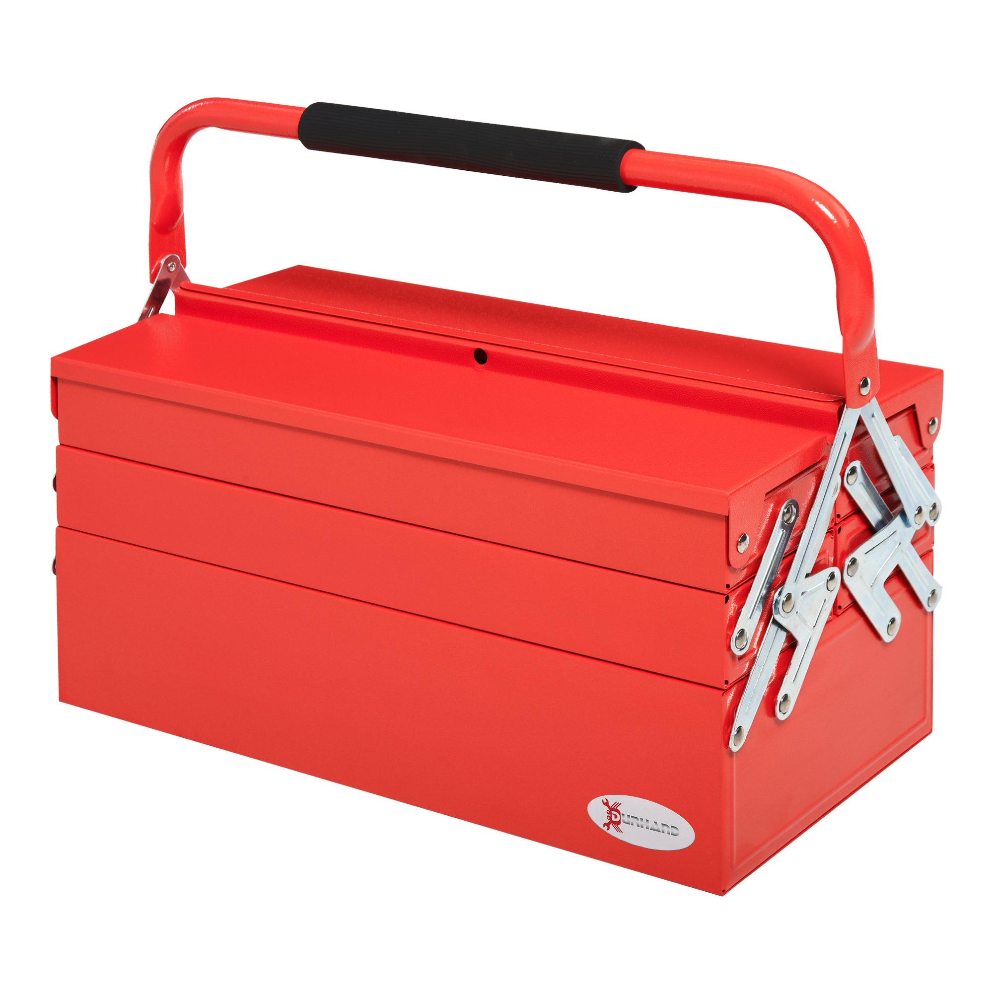 DURHAND Werkzeugkasten Werkzeugkoffer mit 5 Fächern 45 x 20 x 34,5cm Stahl Rot