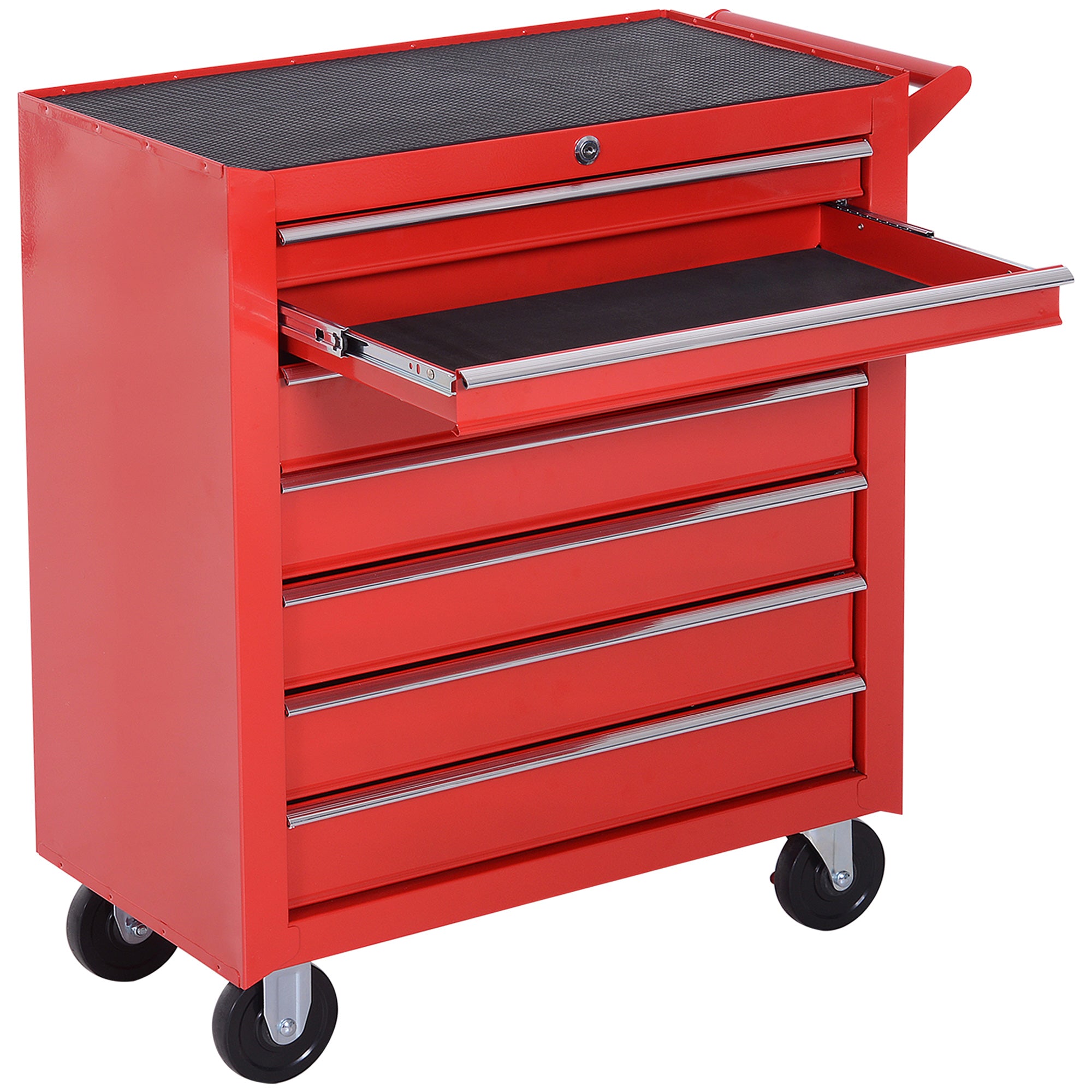 DURHAND Werkzeugwagen, 2 kleine & 5 große Schubladen, Stahl, bis 150 kg, 69 x 33 x 75 cm, Rot