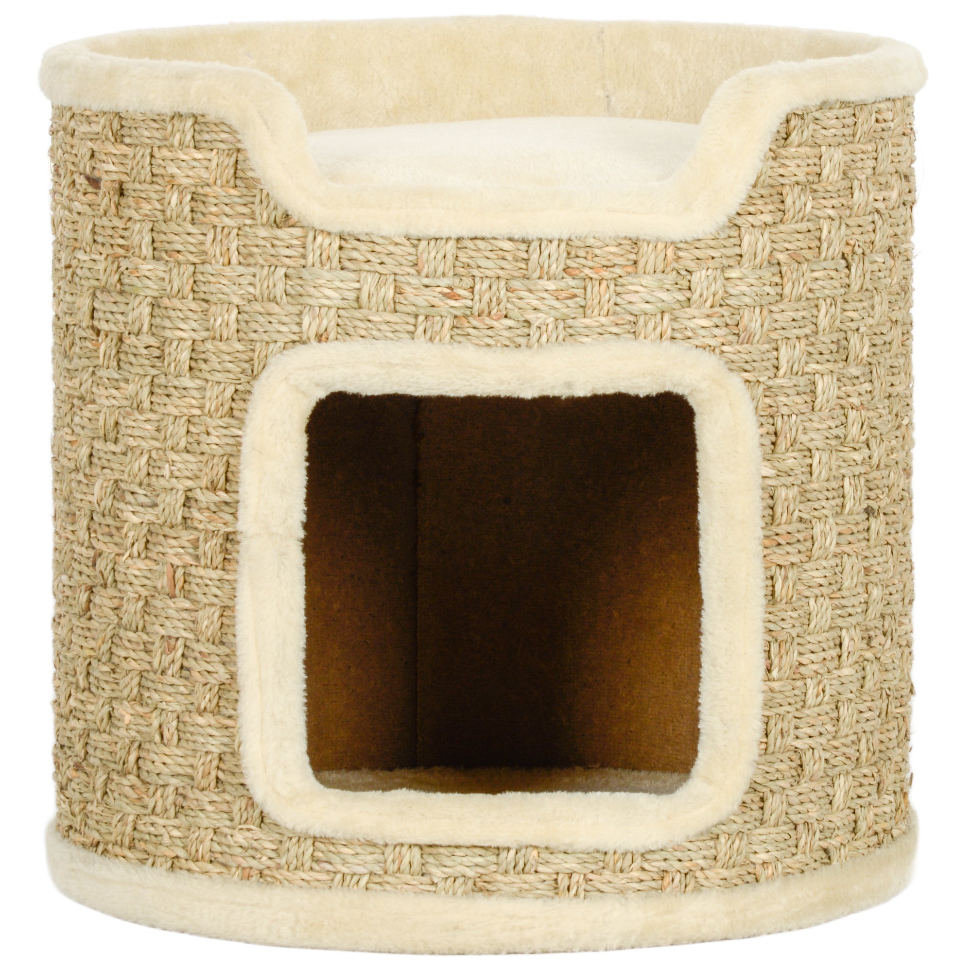 PawHut Katzenkratzbaum, Spiel- und Entspannungsbereich, Plüsch, ?38 x 37H cm, Khaki-Beige, bis zu 5 kg