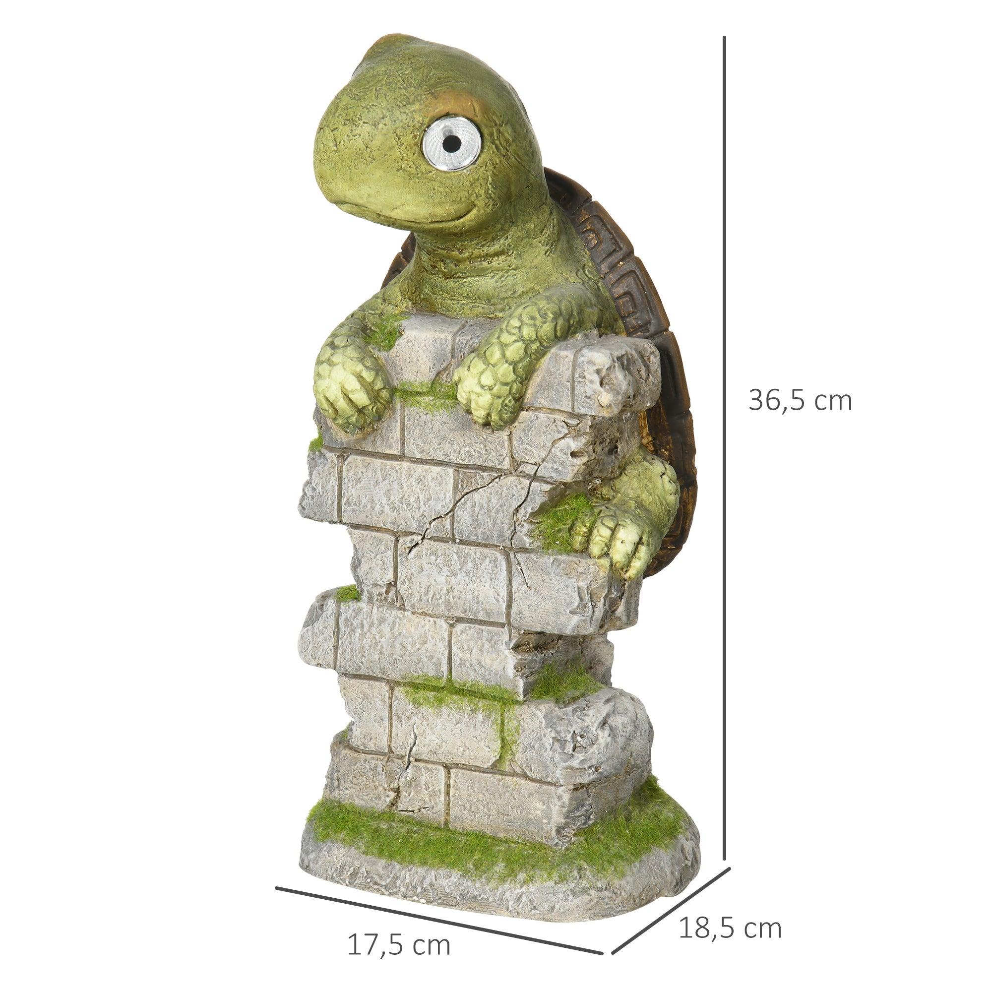 Outsunny Gartenfigur "Kleine Schildkröte", Gartendekoration, wetterbeständig, inkl. Solarlicht