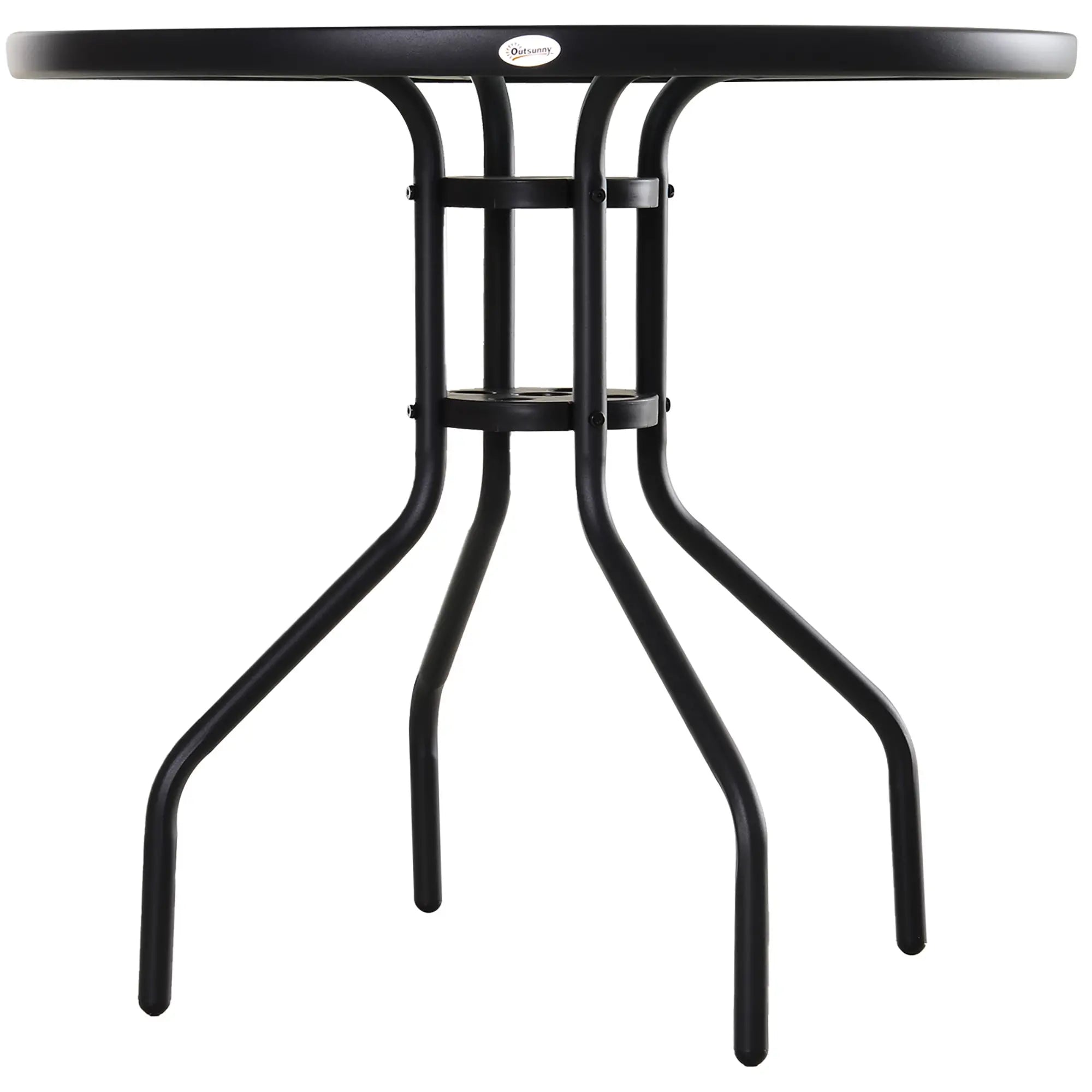Outsunny Gartentisch Balkontisch mit Schirmhalterung Hartglas