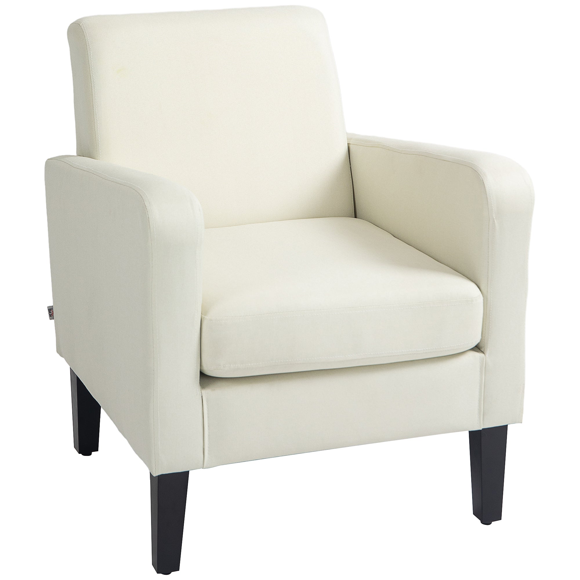 HOMCOM Einzelsessel, Relaxsessel, Polstersessel mit Holzfüßen, Stoff in Leinenoptik, 66 x 72 x 74 cm, Cremeweiß