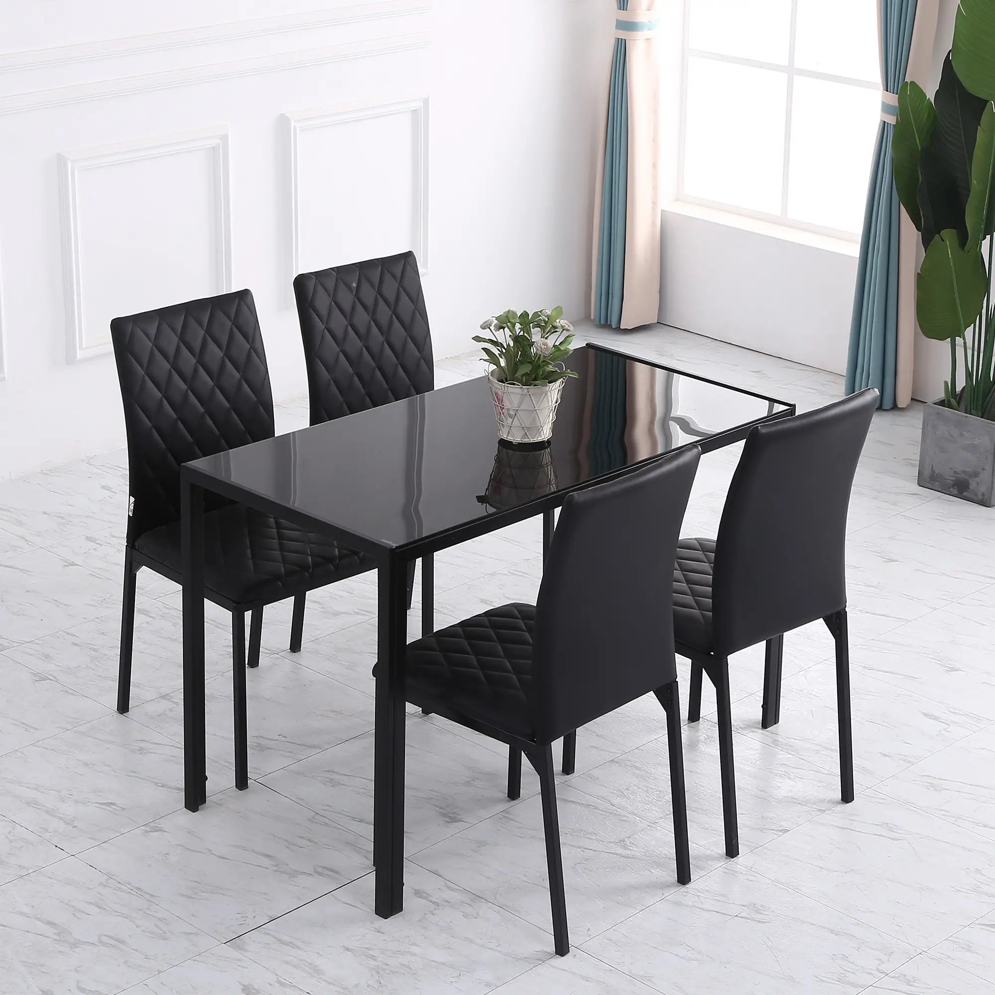 HOMCOM HOCMOM 4er-Set Stühle Esszimmerstühle Küchenstühle 41 cm x 50 cm x 91 cm, Schwarz