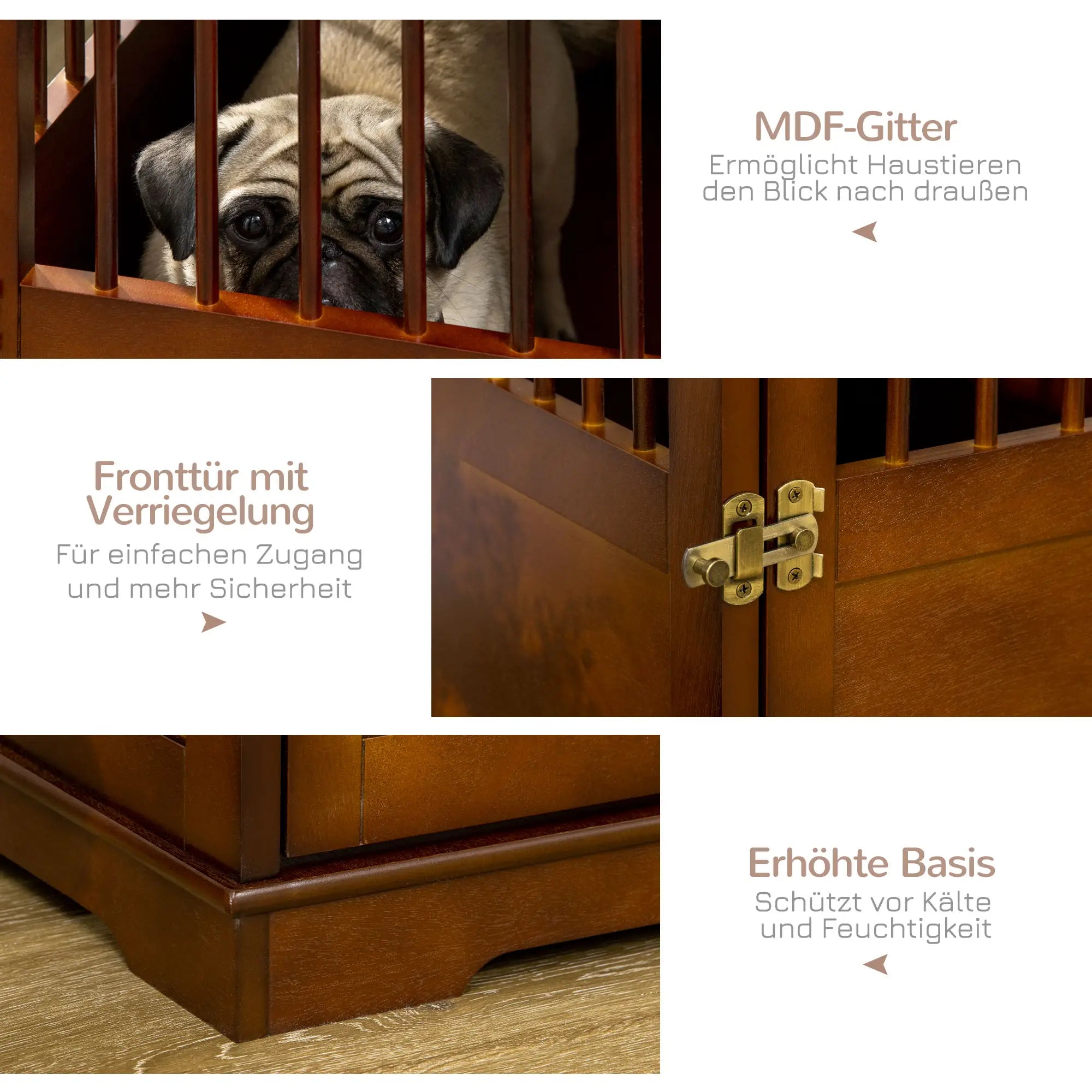 PawHut Hundekäfig Hundehütte erhöht Rückzugsort abschließbar