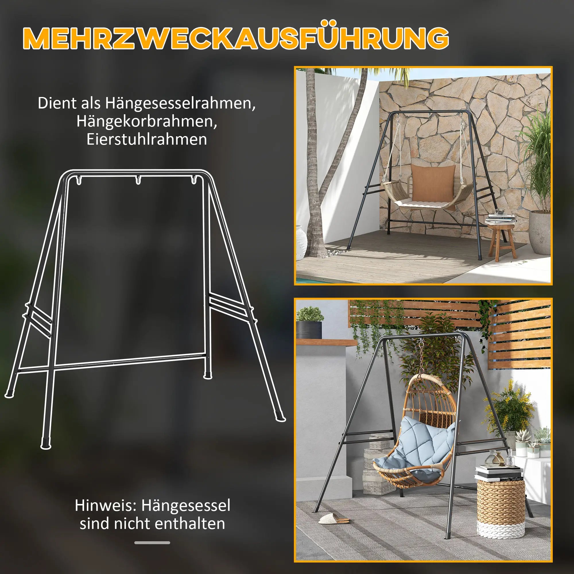 Outsunny Hängestuhlgestell Stahl Schwarz