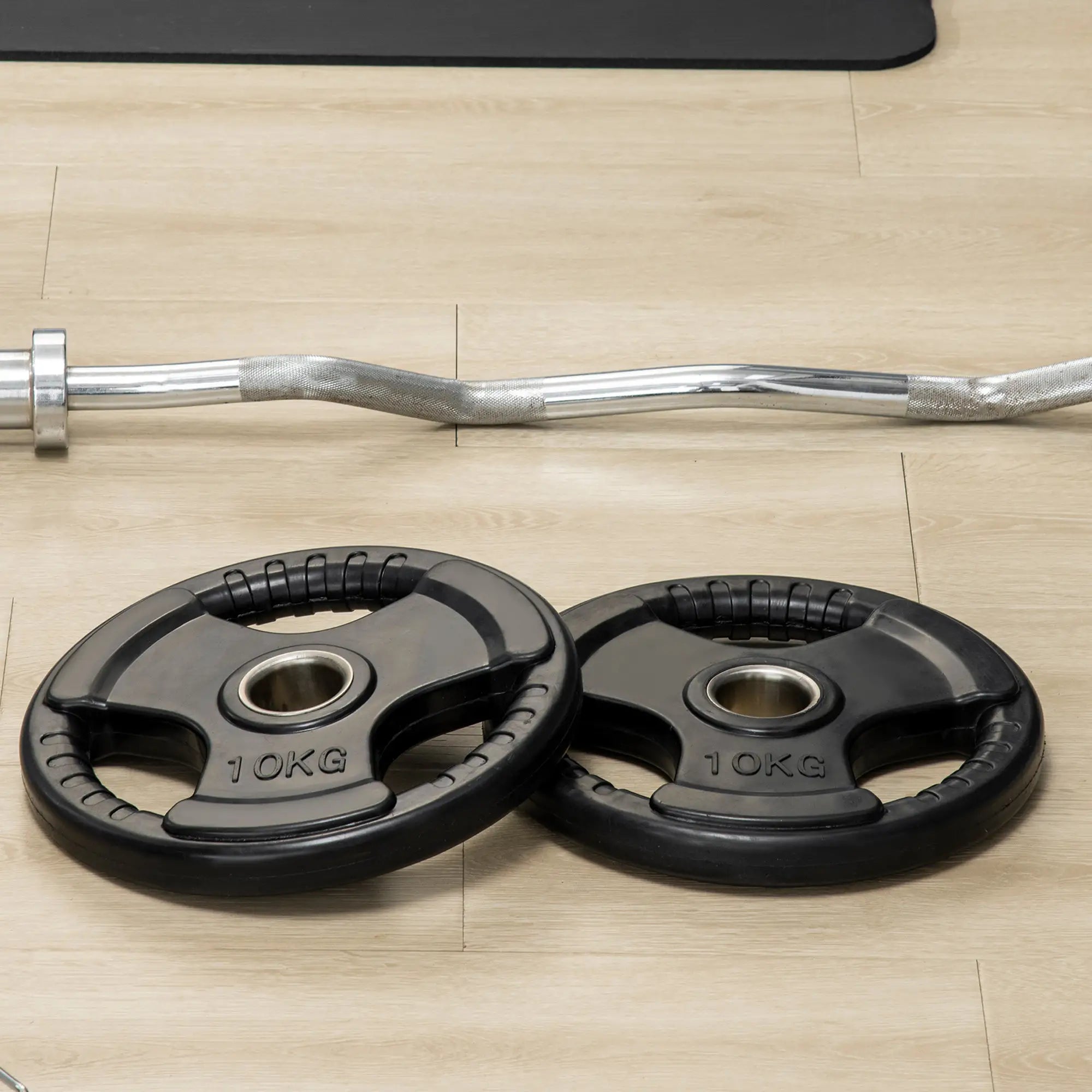 SPORTNOW Hantelscheibe, 2er-Set, 10 kg pro Scheibe, drei Griffe, bodenschonender Gummimantel, Metall