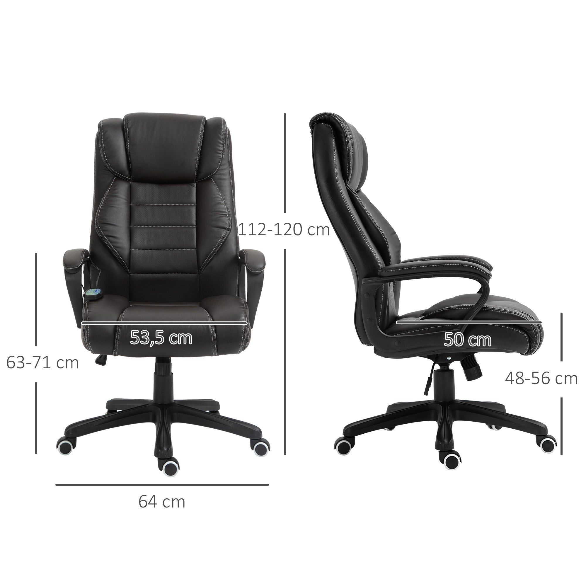Vinsetto Bürostuhl mit Massagefunktion, höhenverstellbarer Chefsessel, ergonomischer Drehstuhl, 6 Vibrationspunkte, Braun