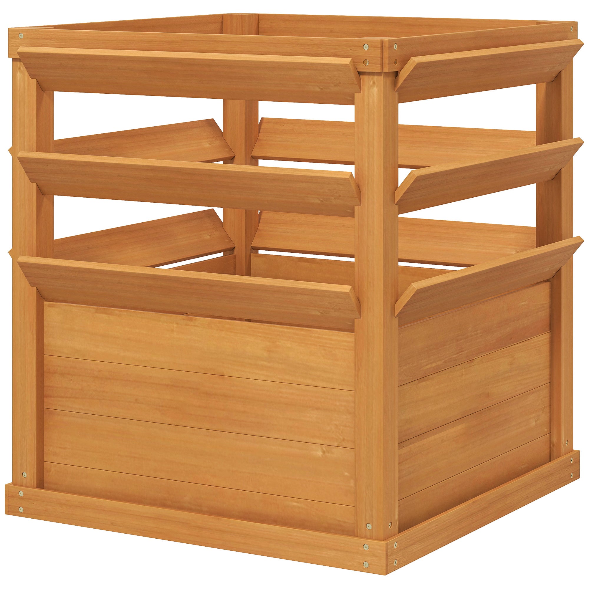 Outsunny Hochbeet Pflanzkasten mit Rankgitter, Spalier Pflanzkübel Blumenkasten Holz 65 x 65 x 60 cm Karamellbraun