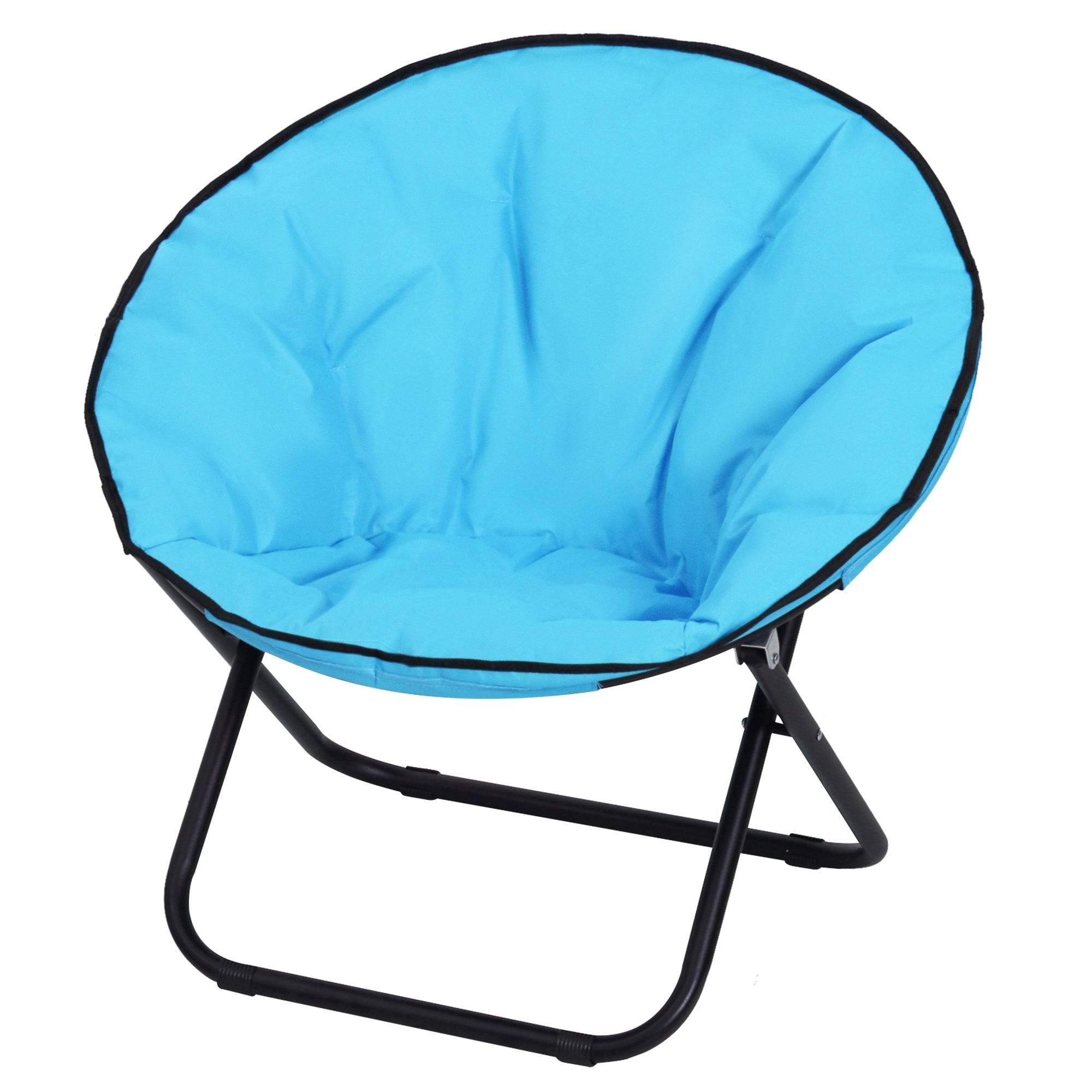 Outsunny Campingstuhl Faltbar Campingsessel mit Lehne, Klappstuhl bis 120kg, gepolstert Moonchair Extra Breit, Faltsessel Outdoor Stuhl für Garten, Balkon, Camping, Blau