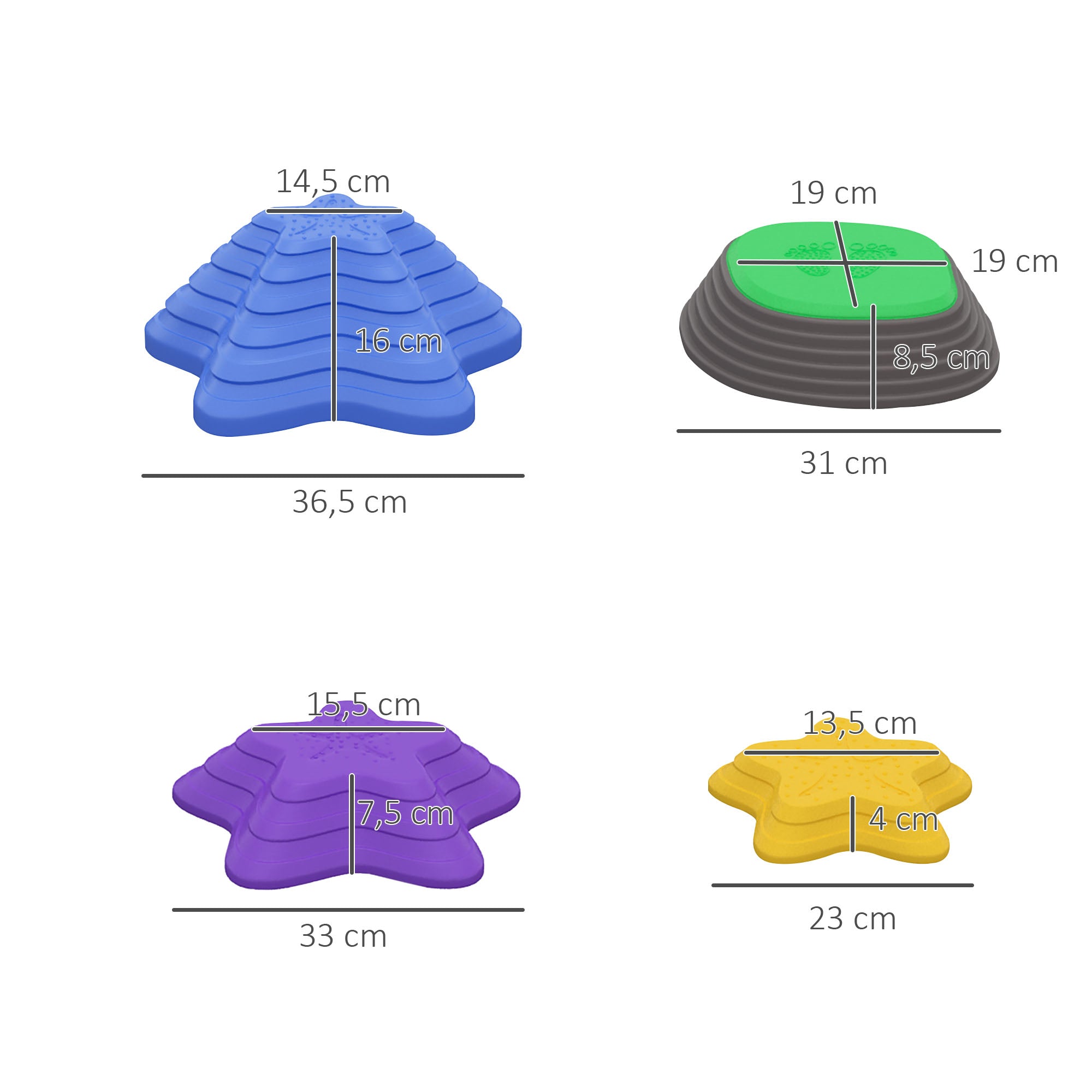 ZONEKIZ Trittsteine-Set für Kinder ab 3 Jahren, 5 Steine, rutschfest, bis 80 kg, Seestern-Design