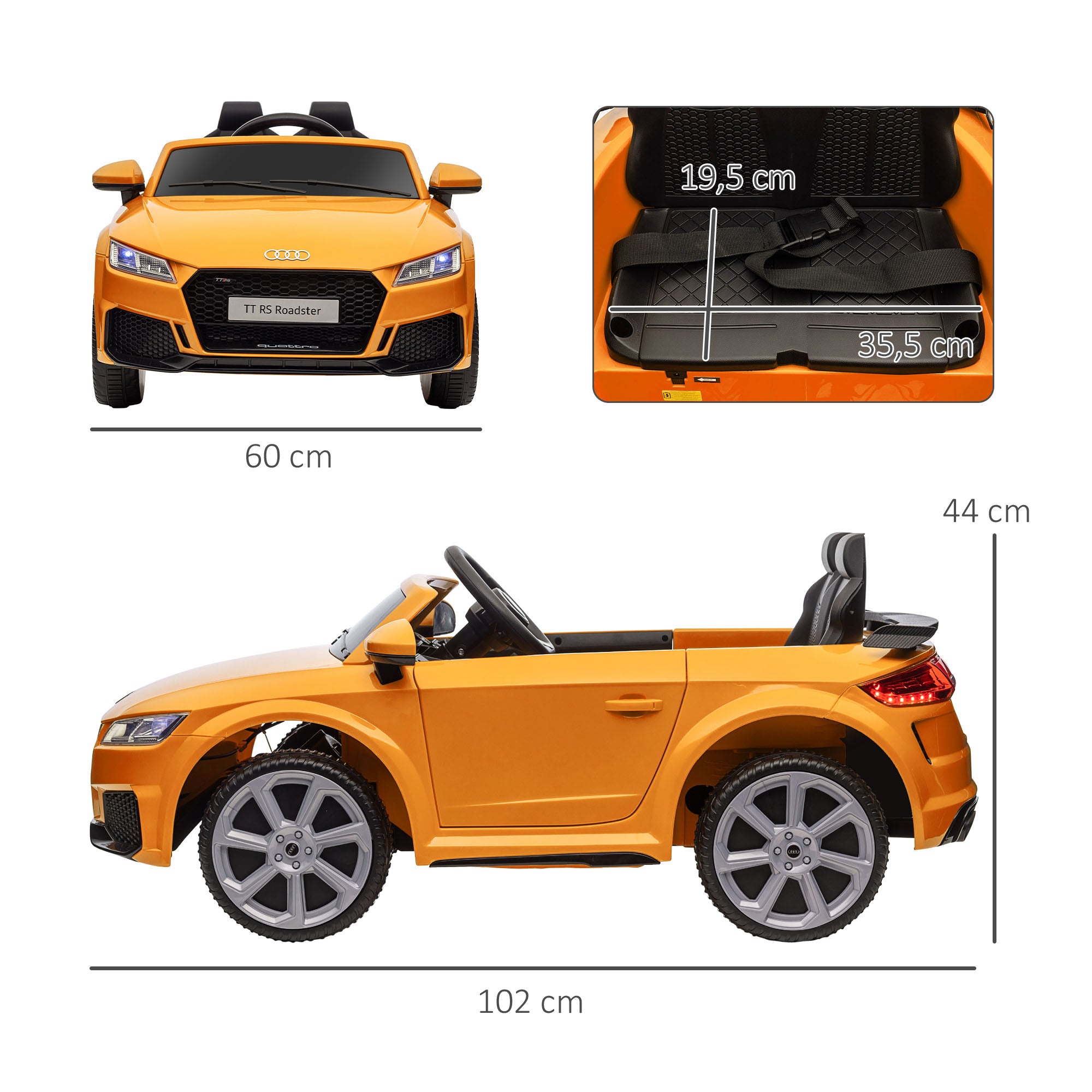 HOMCOM Kinder-Elektroauto, max. 3 km/h, mit Fernbedienung, Sicherheitsgurt, MP3-Anschluss, 3–5 Jahre, Gelb