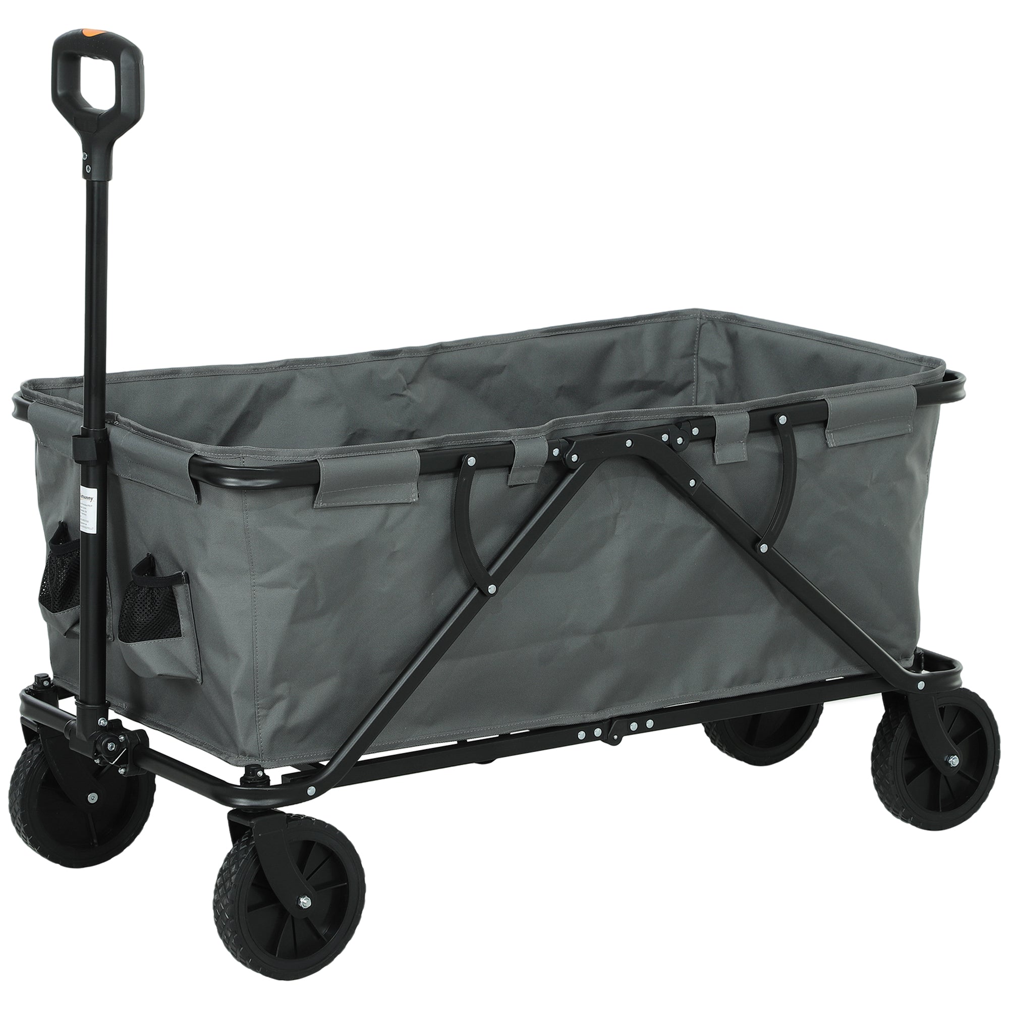 Outsunny Gartenwagen 120 kg belastbar, klappbar Transportwagen mit herausnehmbare Plane 160 Liter Dunkelgrau