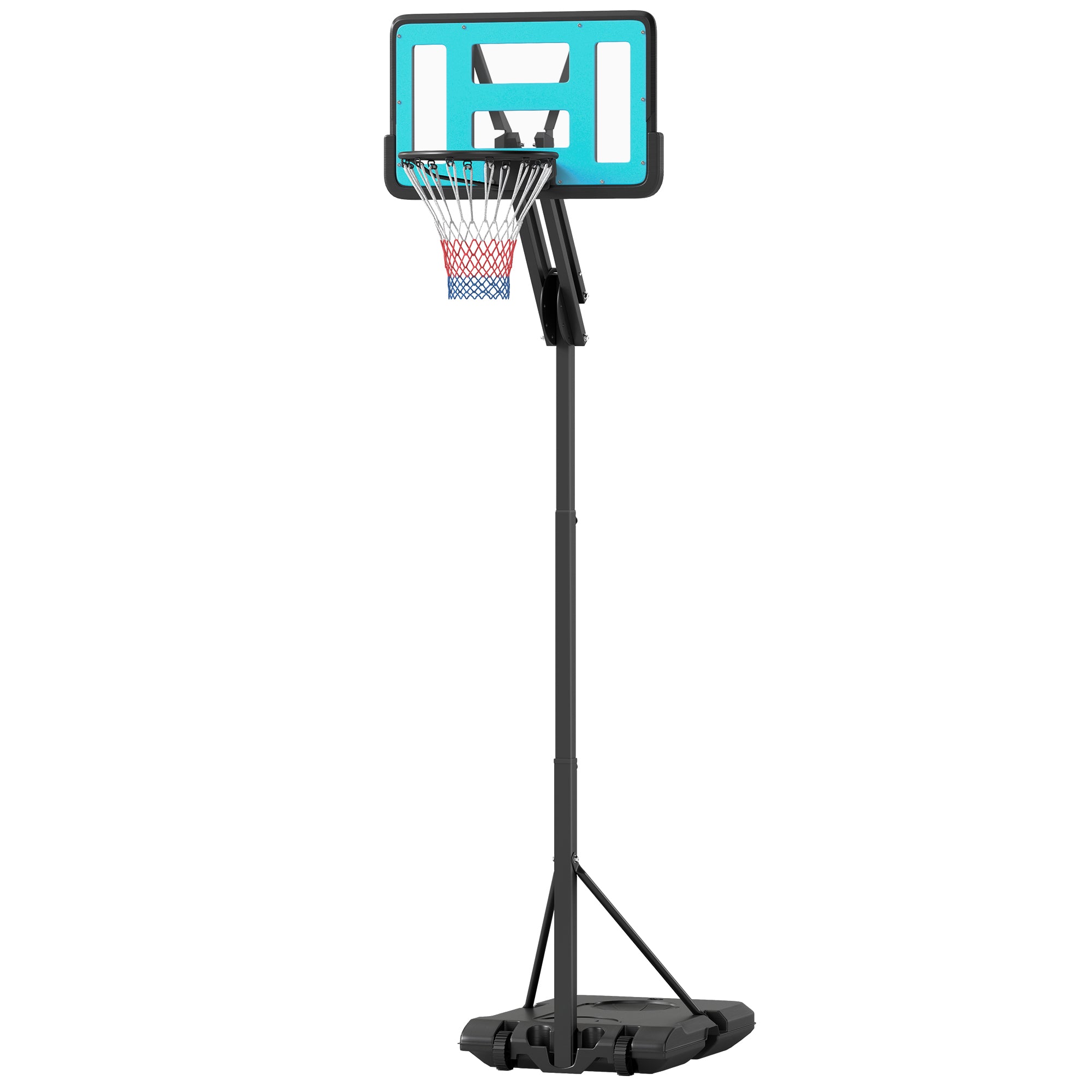 SPORTNOW Basketballkorb, 146-236 cm höhenverstellbar, Basketballständer, rollbar, Stahl, Kunststoff, Schwarz