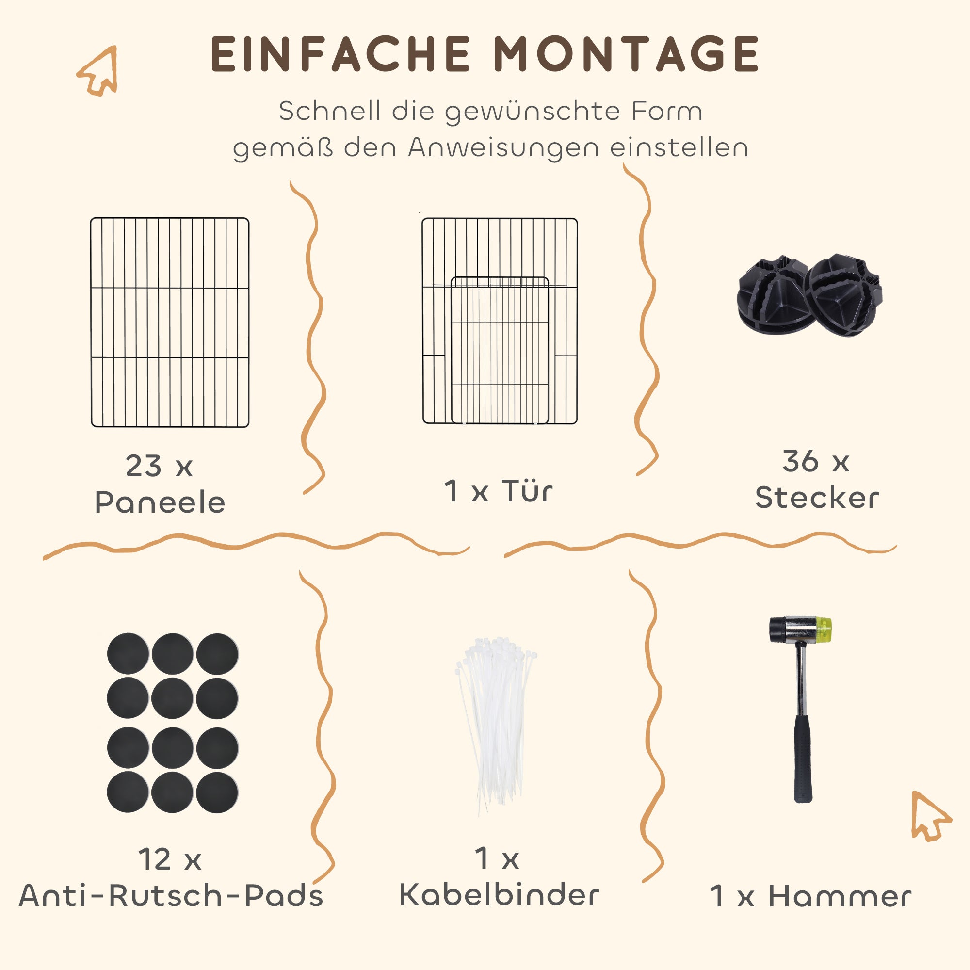 PawHut Kleintierkäfig, Außengehege, modulare Bauweise, 0,72 m² Fläche, Stahl, Schwarz