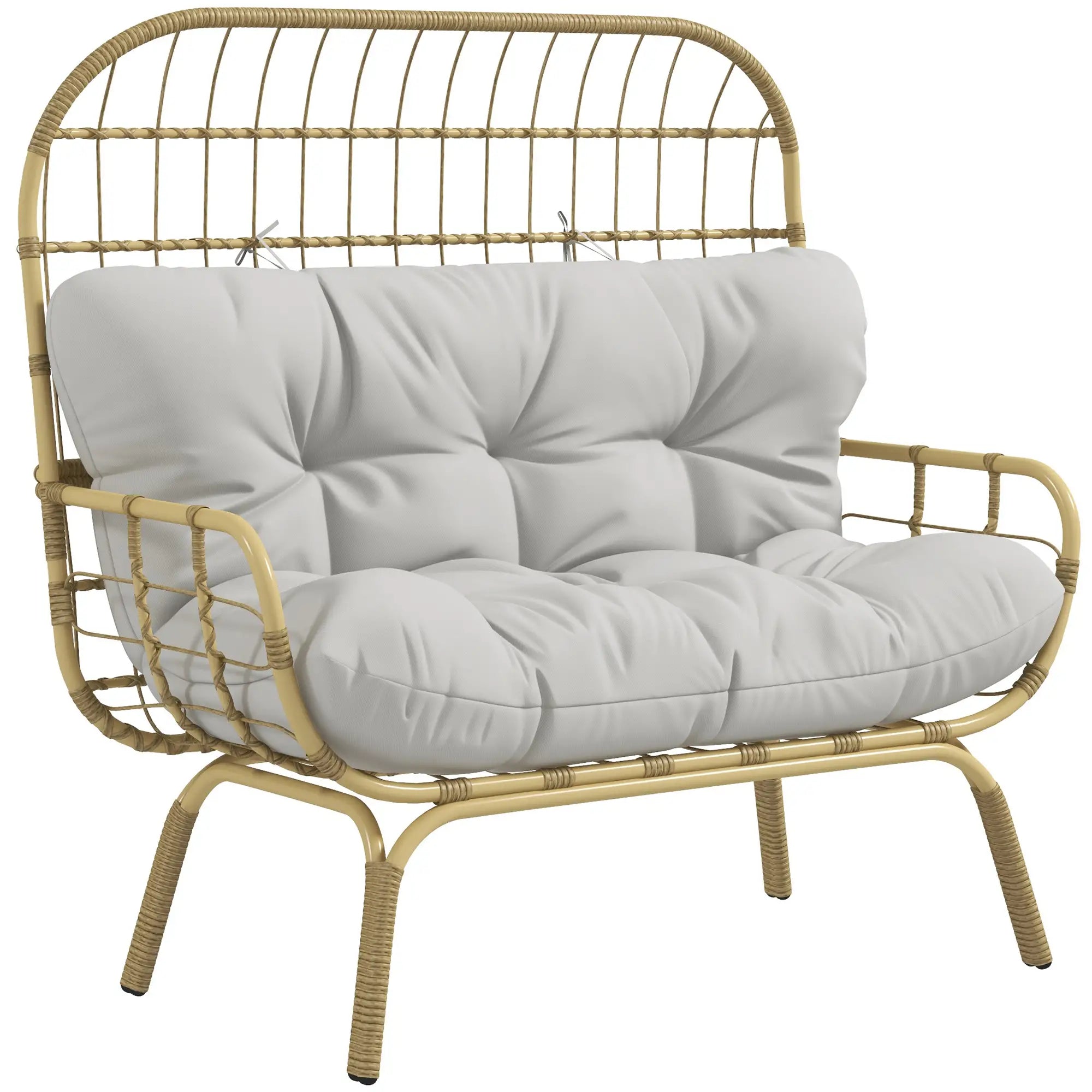 Outsunny Gartensofa 2-Sitzer Outdoor mit dicken Kissen Rattanoptik