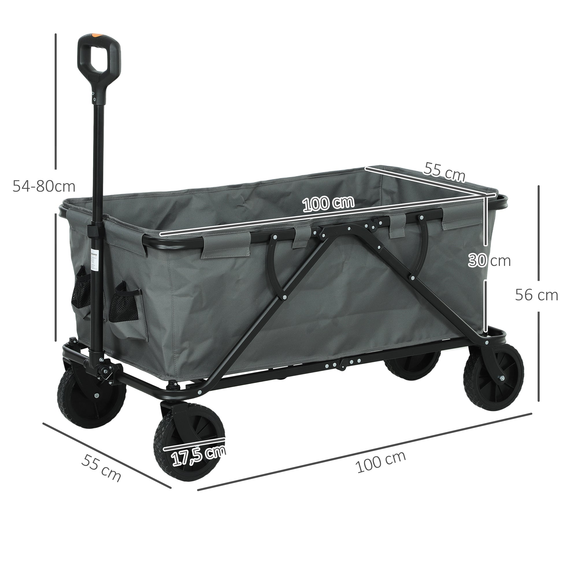 Outsunny Gartenwagen 120 kg belastbar, klappbar Transportwagen mit herausnehmbare Plane 160 Liter Dunkelgrau