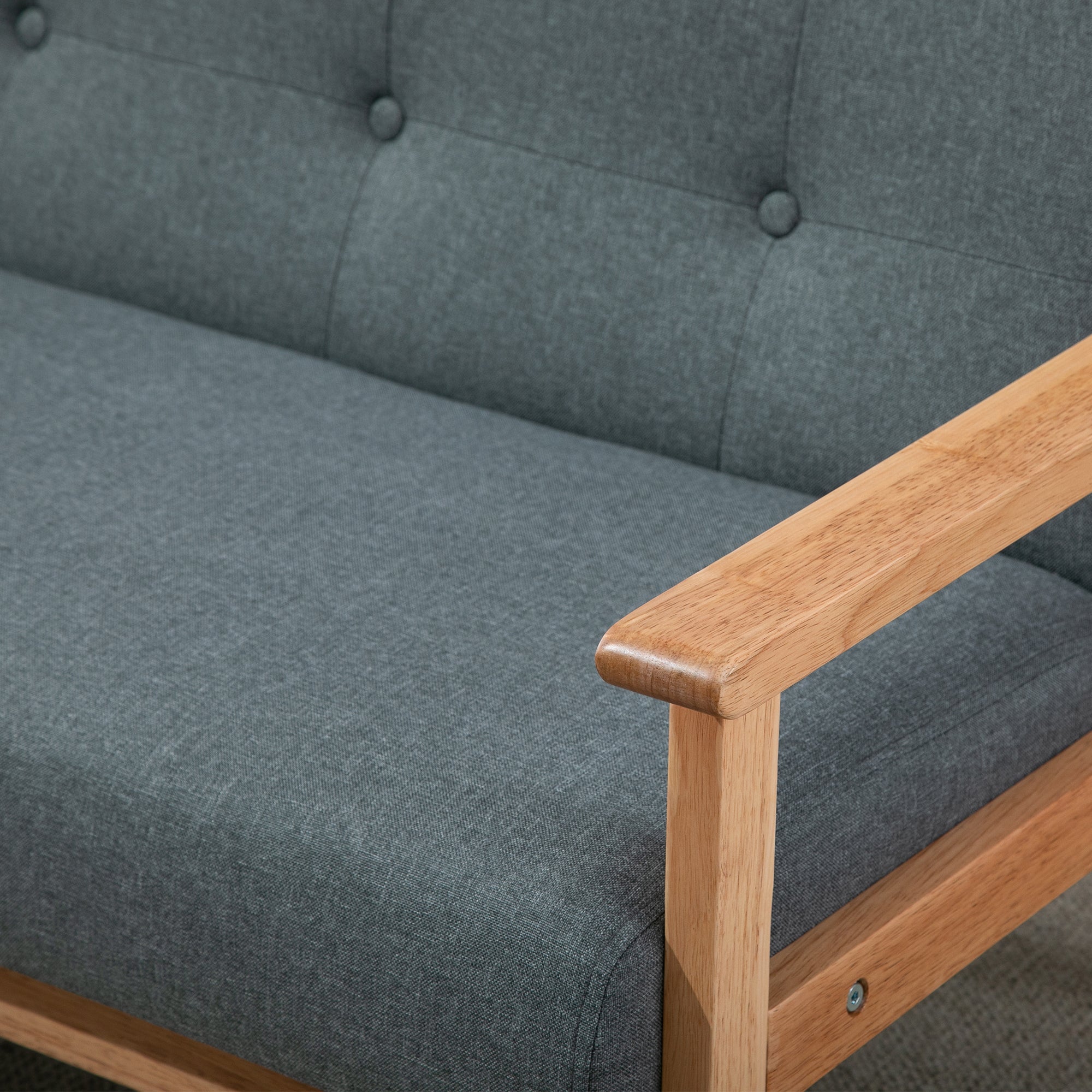 HOMCOM 2-Sitzer Sofa, Couch mit Armlehnen, Rückenkissen, Wohnzimmersofa mit Leinenoptik, Polstersofa für Wohnzimmer, Schlafzimmer 115 x 66,5 x 73 cm, Dunkelgrau
