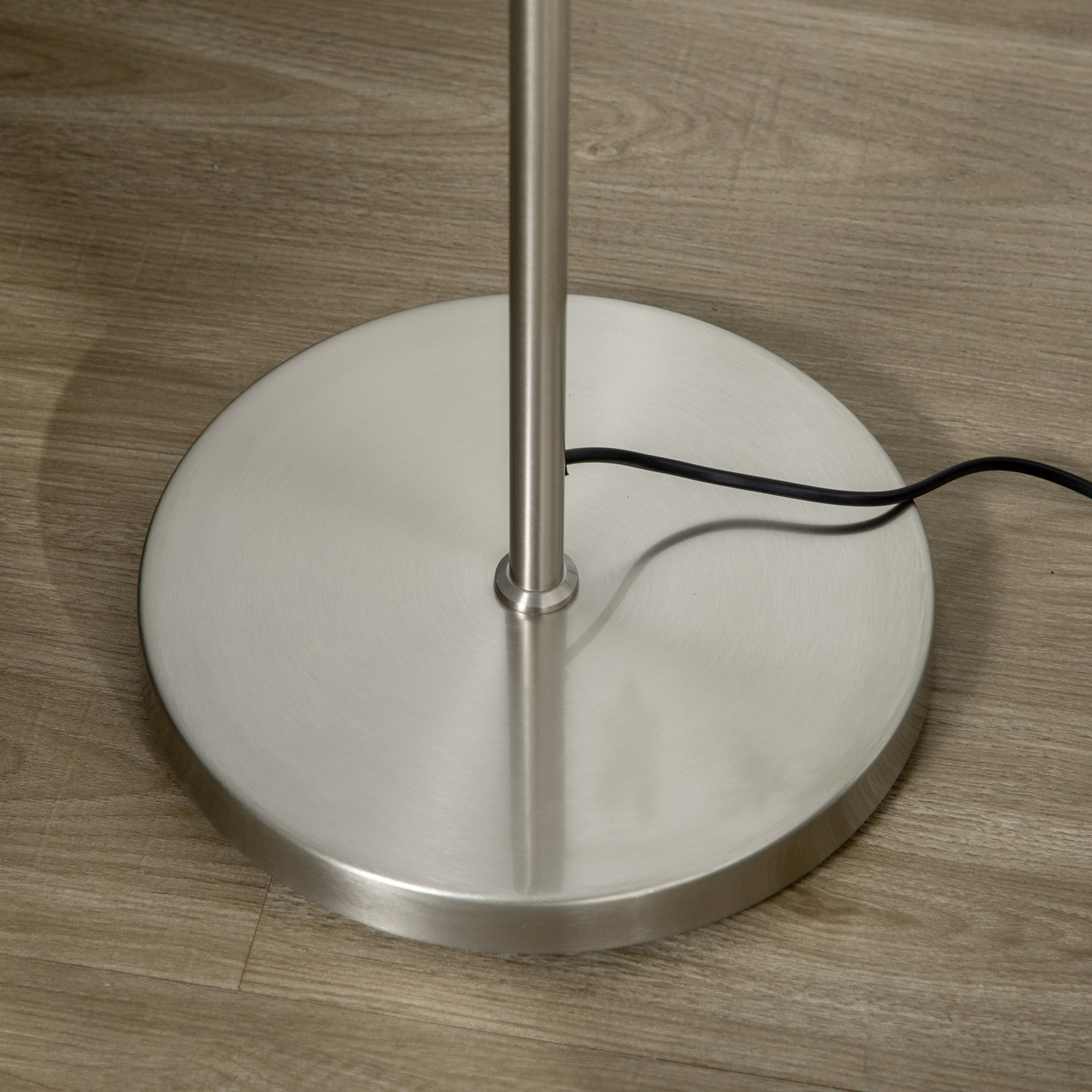 HOMCOM Stehlampe mit 3 Lampenschirmen aus Glas, E 27, Fußschalter, Silber + Weiß