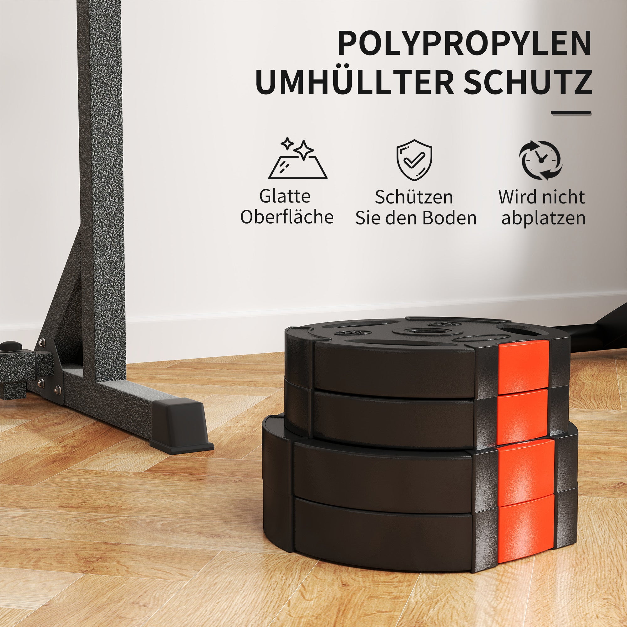 SPORTNOW 4er Gewichtsplatten-Set für Training, Fitnessstudio, Heimtraining, Stärke-Training, 2 x 5 kg und 2 x 2,5 kg, Schwarz