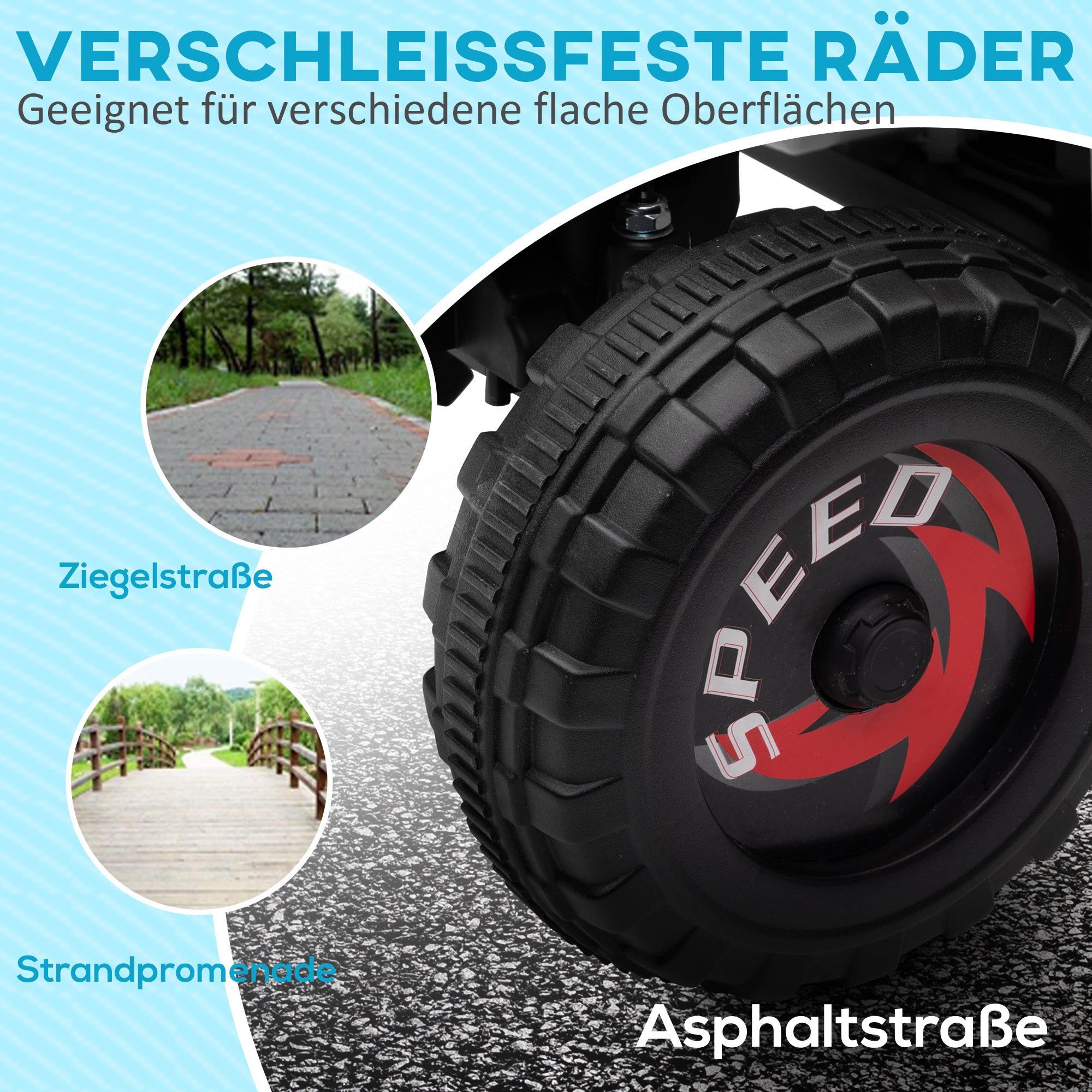 HOMCOM Elektro-Kinderquad, 2,5 km/h, Vorwärts- & Rückwärtsgang, für 18-36 Monate, Weiß
