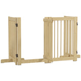 PawHut Freistehendes Hundegitter, 4 Paneele, flexibel, Kiefernholz, 204L x 36B x 75H cm, Naturholz, 204cm x 36cm x 75cm