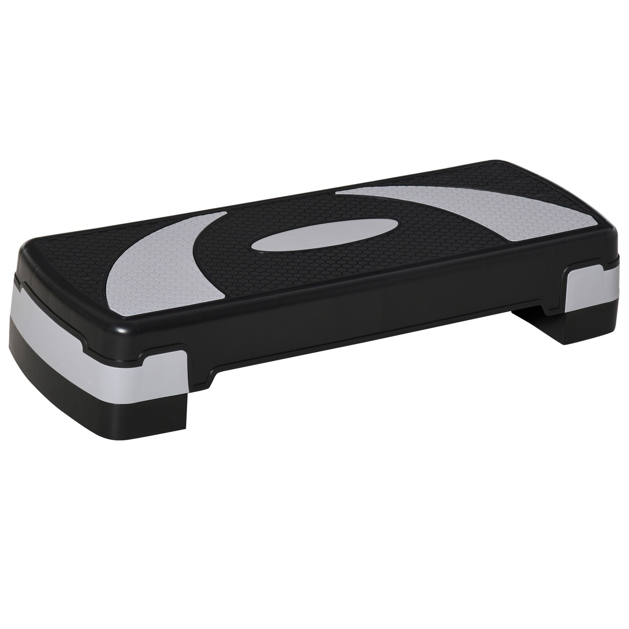 HOMCOM Aerobic-Stepper 3-stufig höhenverstellbar 80 x 31 x 20 cm Schwarz+Grau