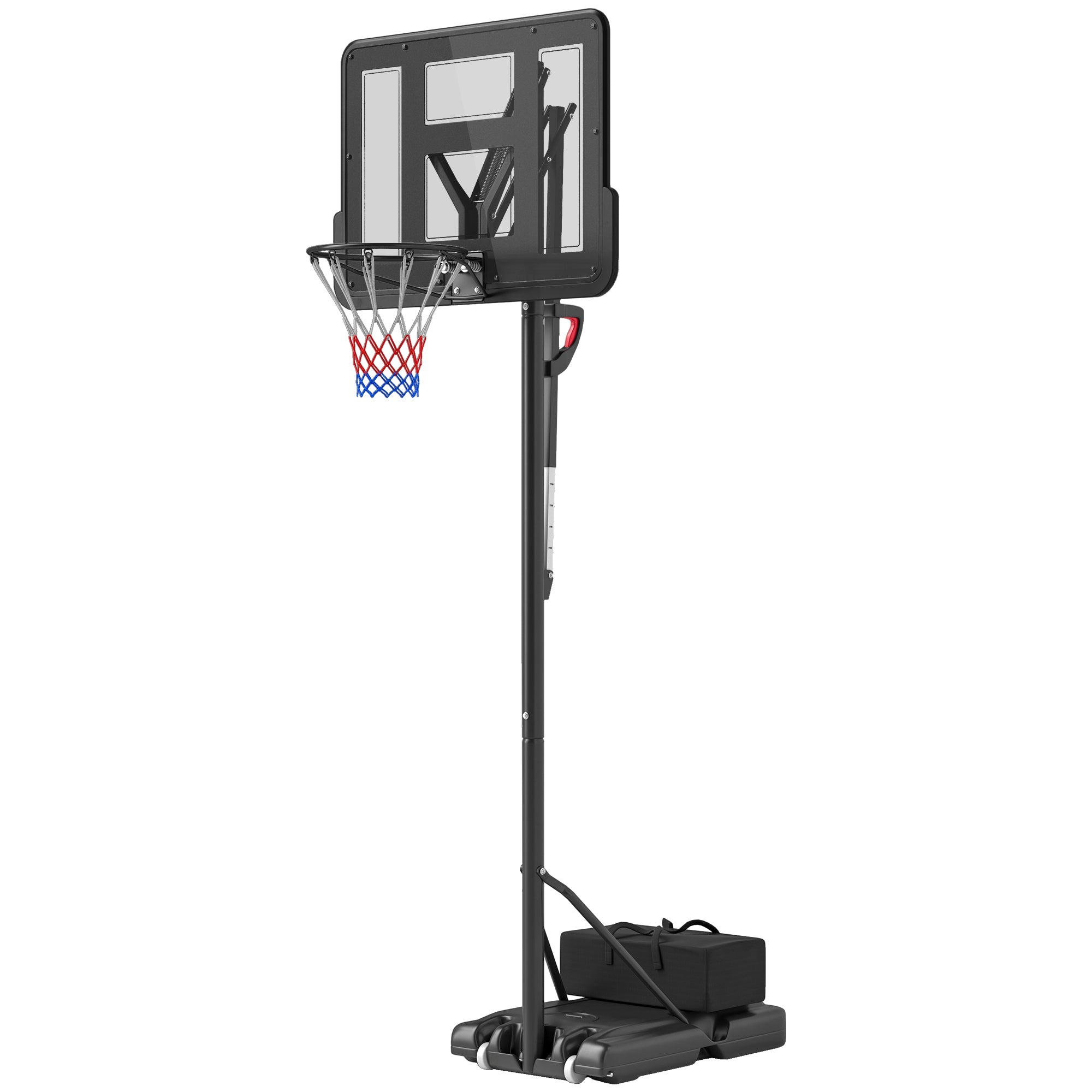 SPORTNOW Basketballständer, höhenverstellbare Korbhöhe 235-305 cm, befüllbare Basis mit Rädern, Schwarz