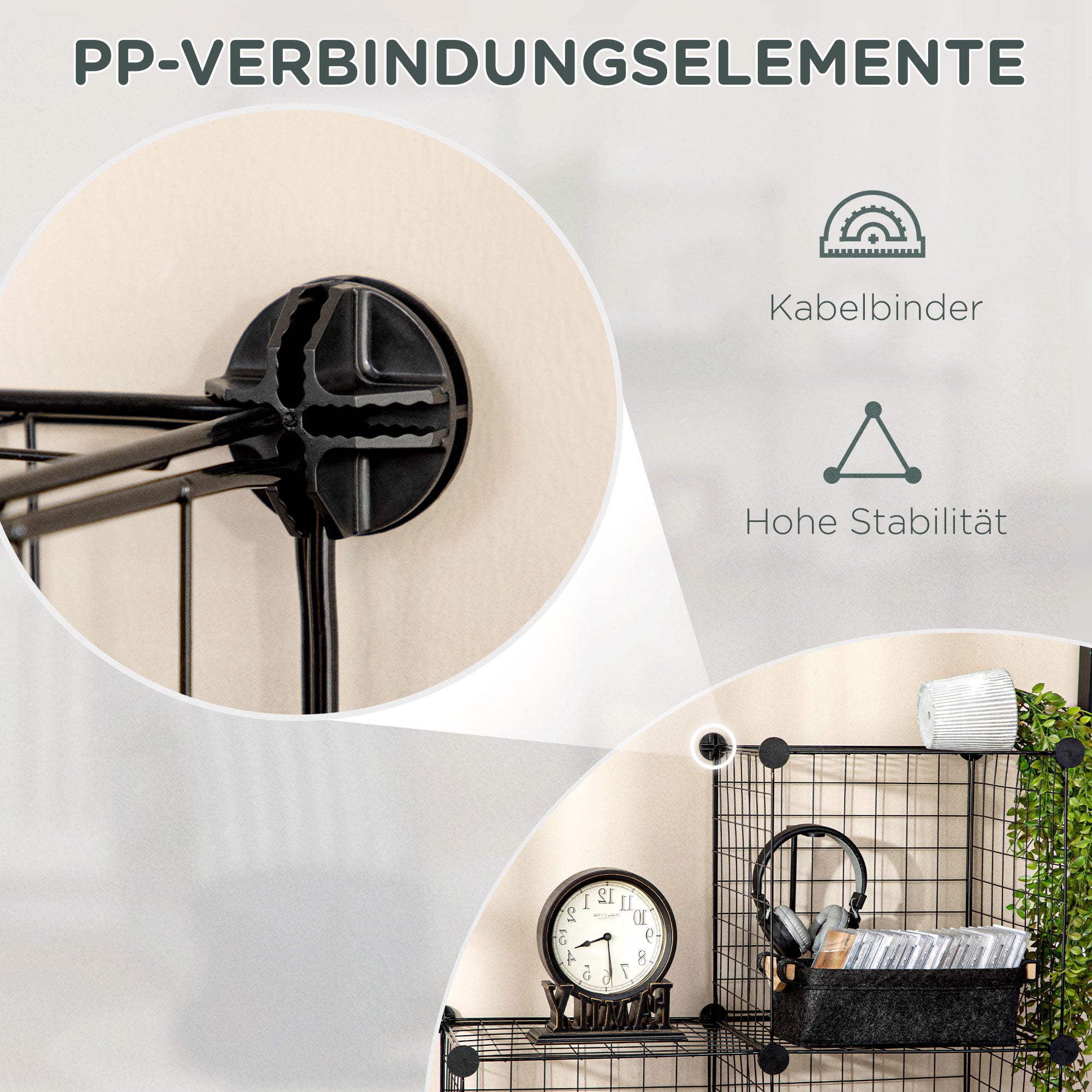 HOMCOM Steckregal, Würfelregal, Schuhregal, 9 Würfel, modularer Aufbau, Stahl, schwarz, 35 x 35 x 35 cm je Würfel