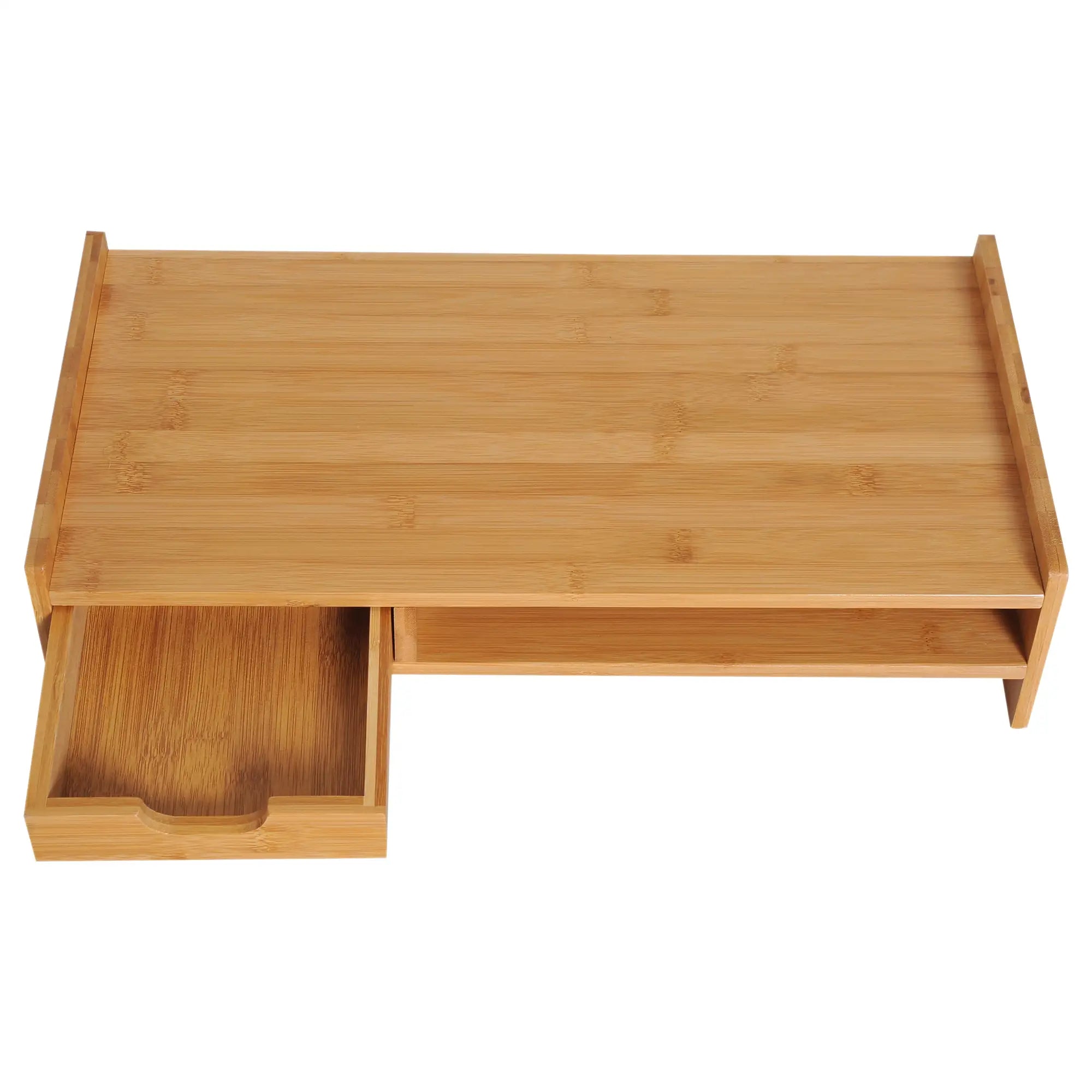 HOMCOM Monitorständer Schreibtisch Organizer mit Schublade Bambus