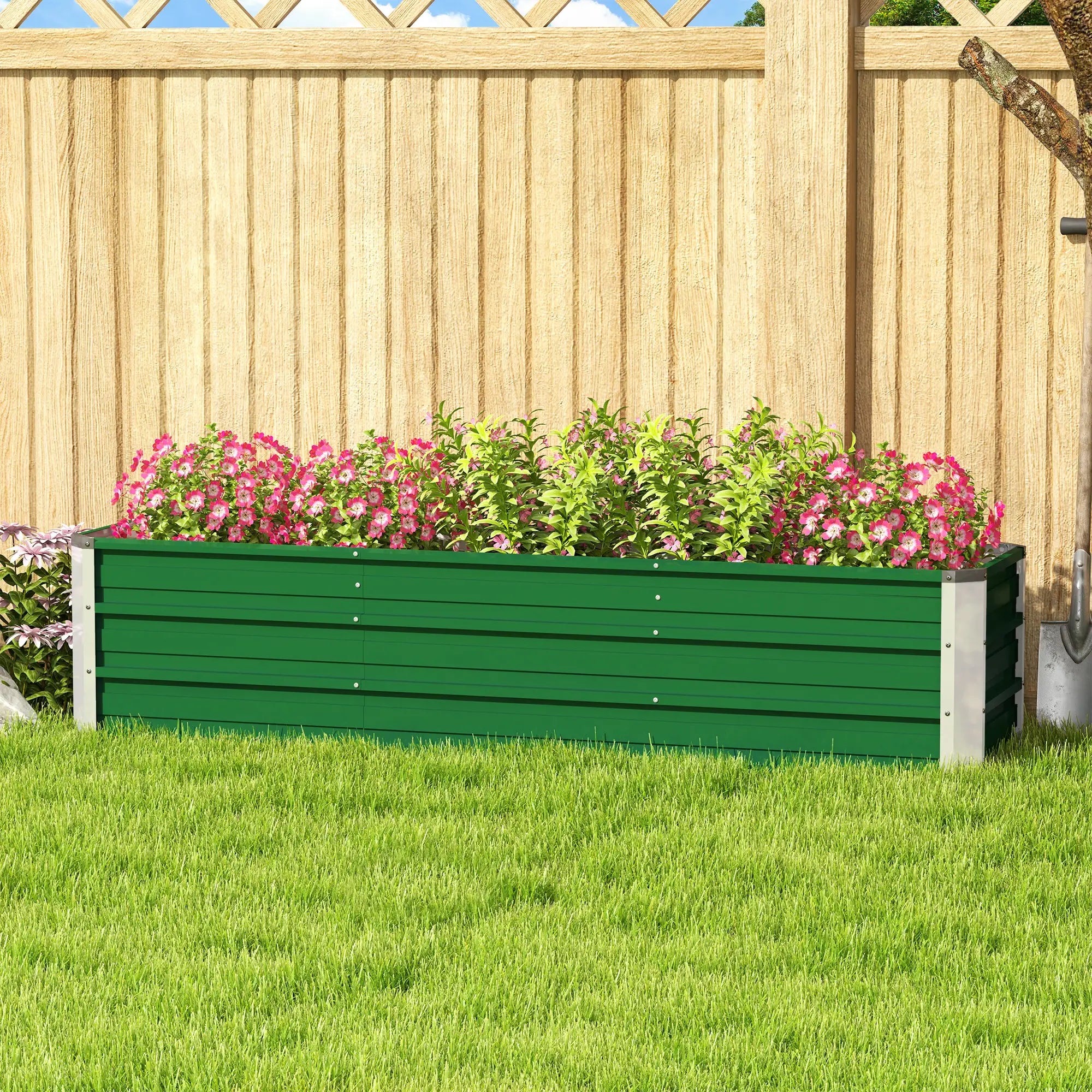 Outsunny Hochbeet Stahl Grün 183×47×40?cm