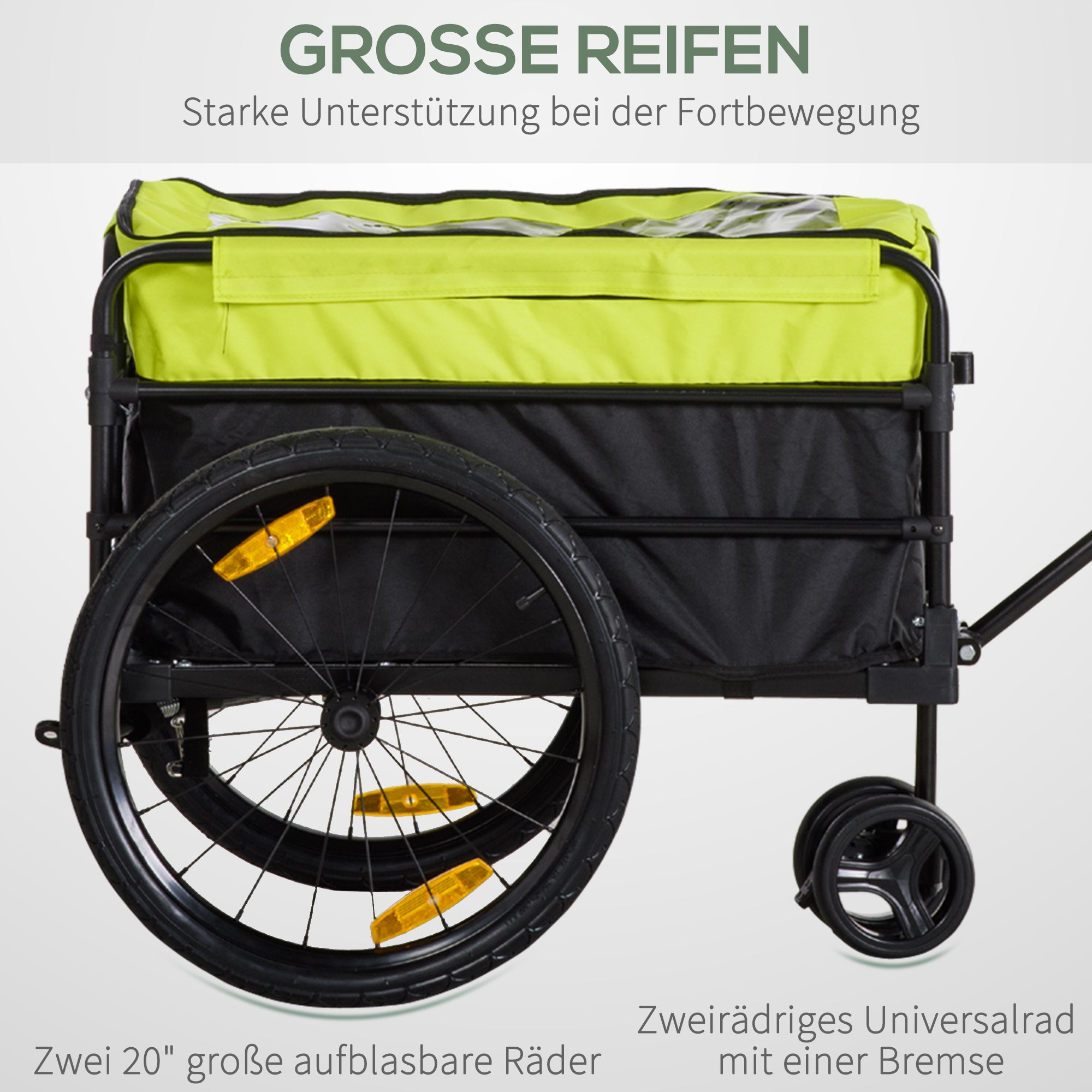 HOMCOM Lastenanhänger Bollerwagen 130 x 64 x 103 cm Stahl Schwarz+Gelb