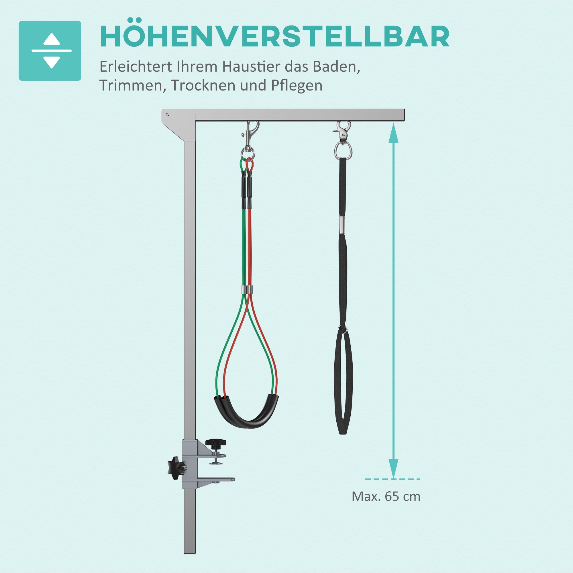 PawHut Haustierfrisiertisch Frisiertisch für Haustiere, höhenverstellbar, 36  x 8 x 74 cm, Silber