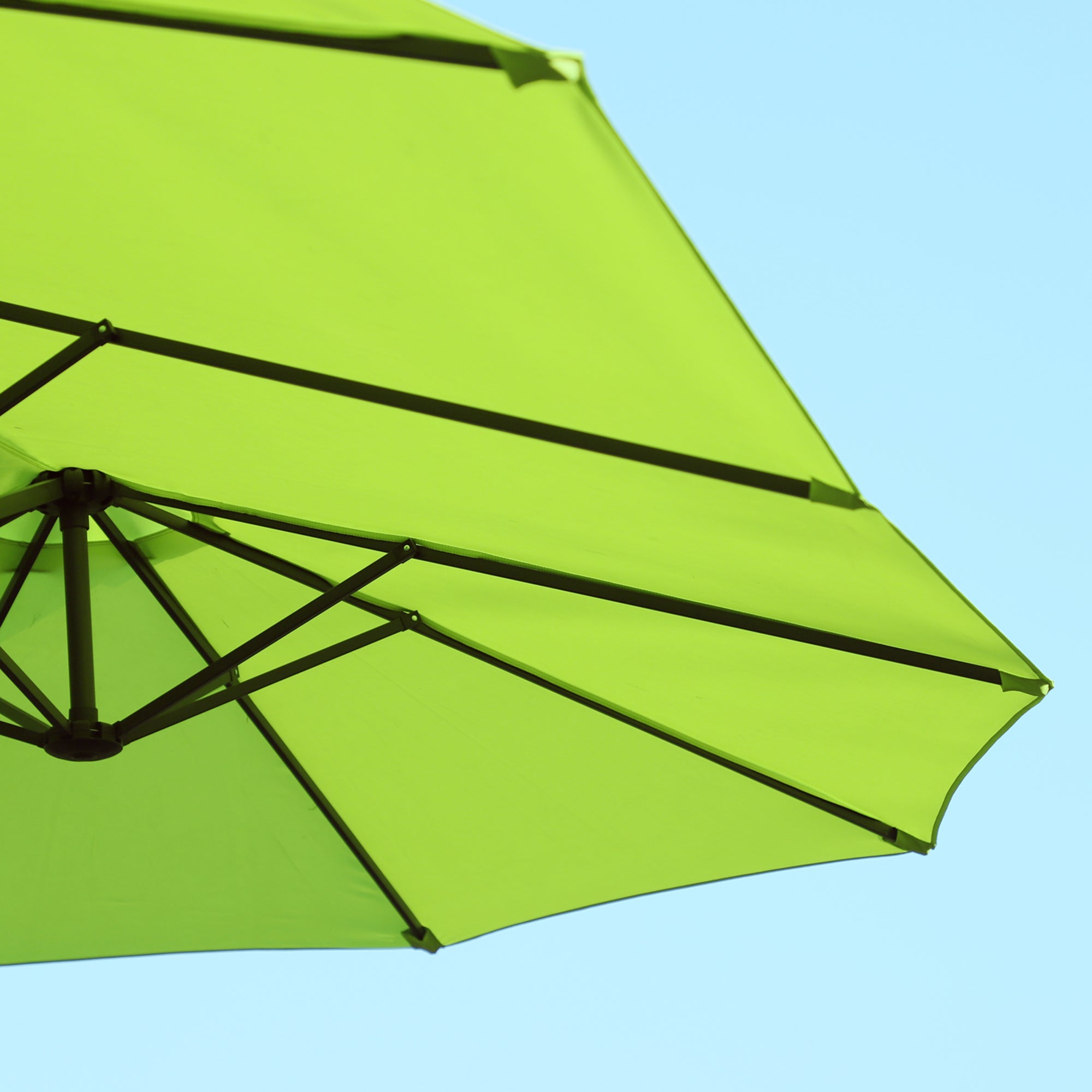 Outsunny Doppelsonnenschirm 455 x 270 cm Gartenschirm mit Handkurbel oval stabil Metallstange Marktschirm Doppelsonnenschirm Terrassenschirm Sonnenschutz für Strand Balkon Terrasse Garten Grün