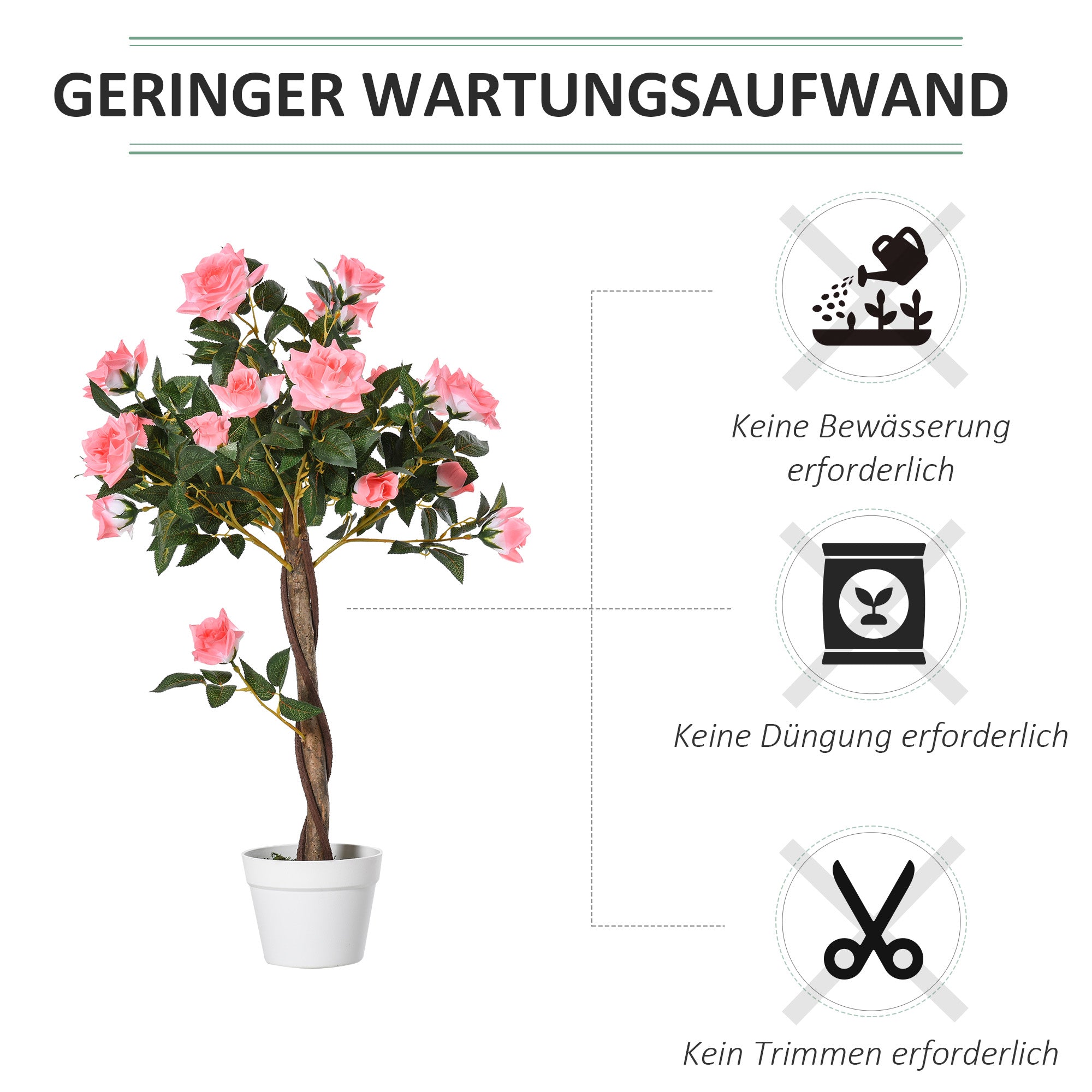 Outsunny Kunstbaum, Künstliche Pflanze im Zementtopf, Kunstpflanze