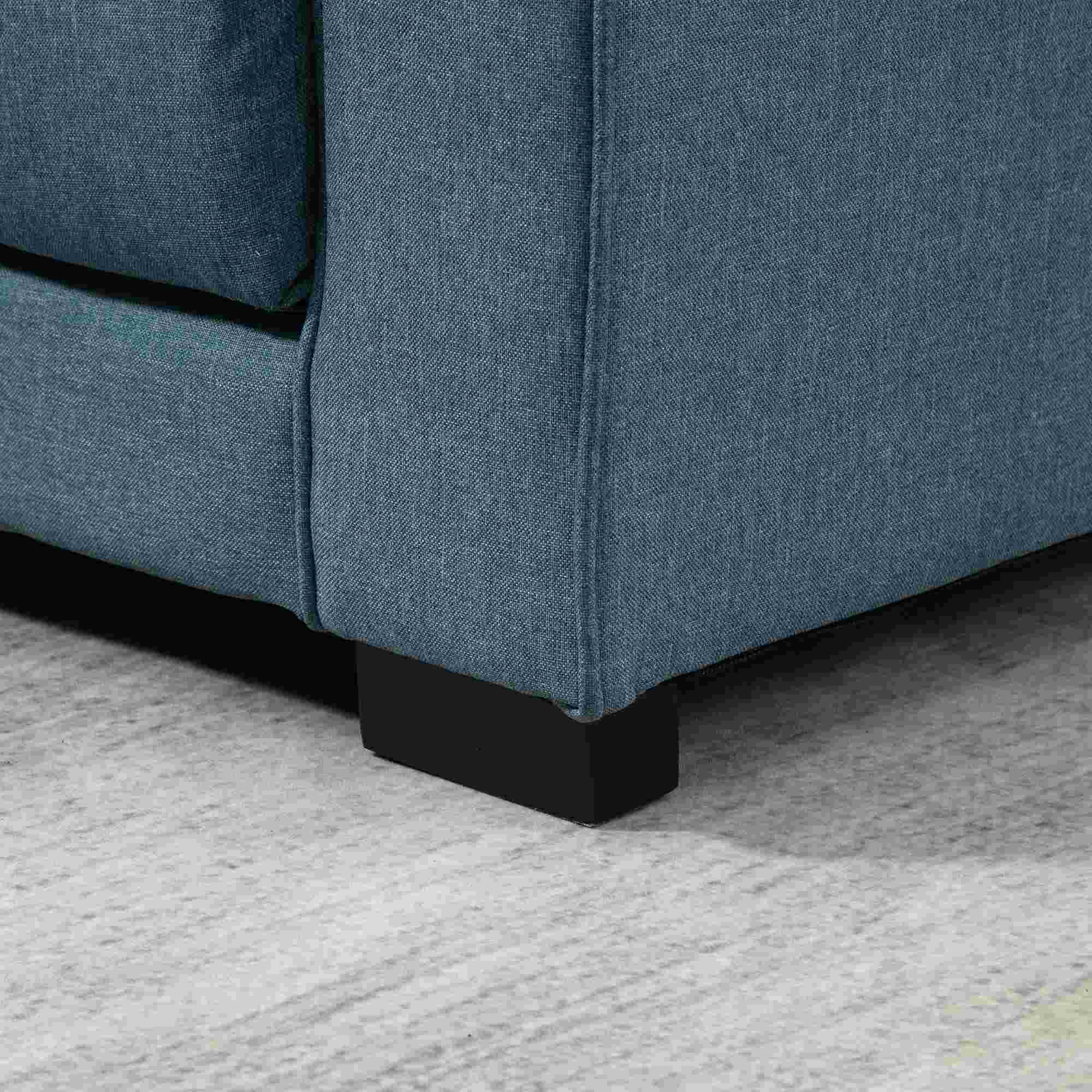 HOMCOM Schlafsofa Klappsofa 2-Sitzer Stoffsofa Bettsofa Sofa mit Schlaffunktion Sofagarnitur Leinen-Touch Gummiholz Blau 147,5 x 75 x 85 cm