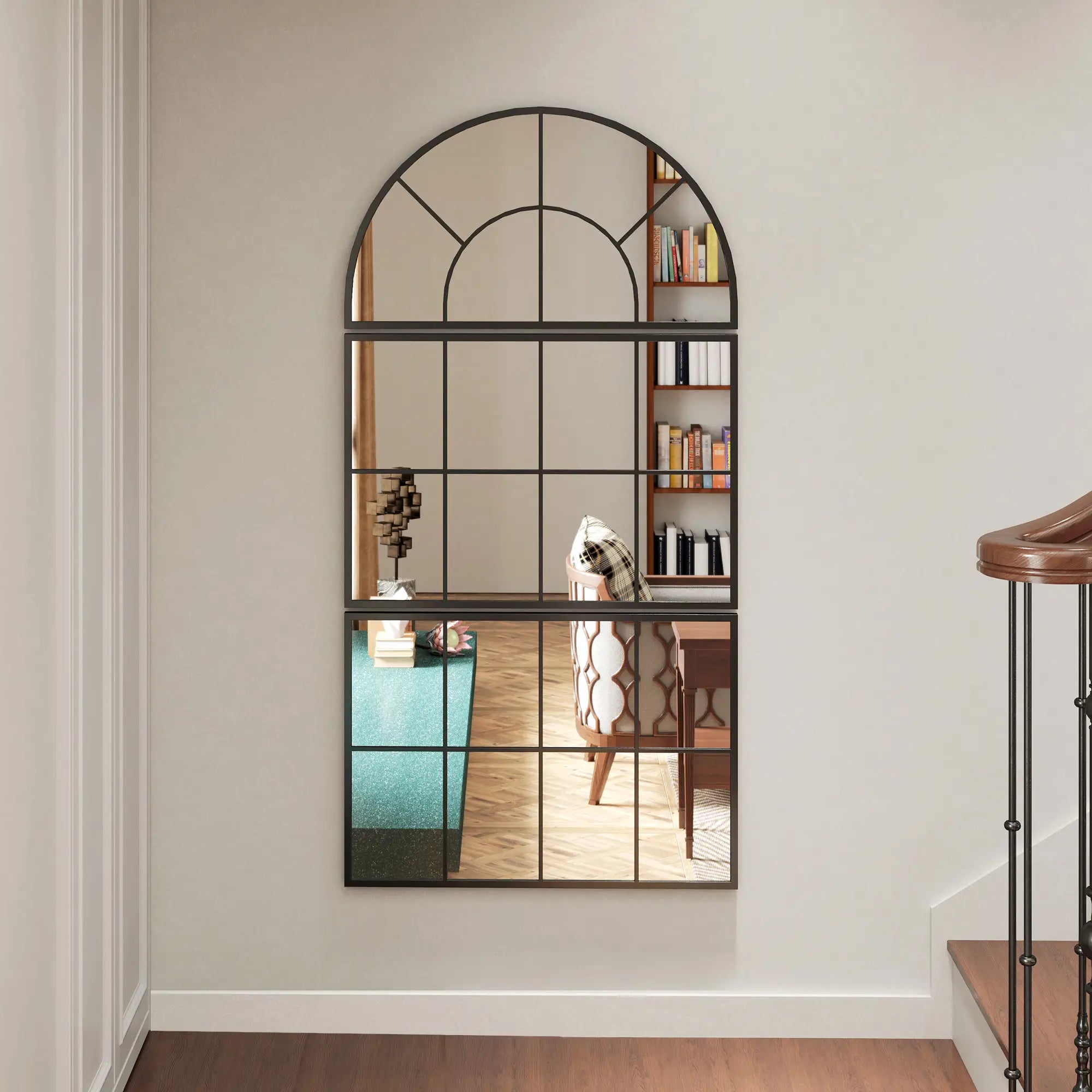 HOMCOM Wandspiegel 3-teilig Fensterdesign klare Reflexion