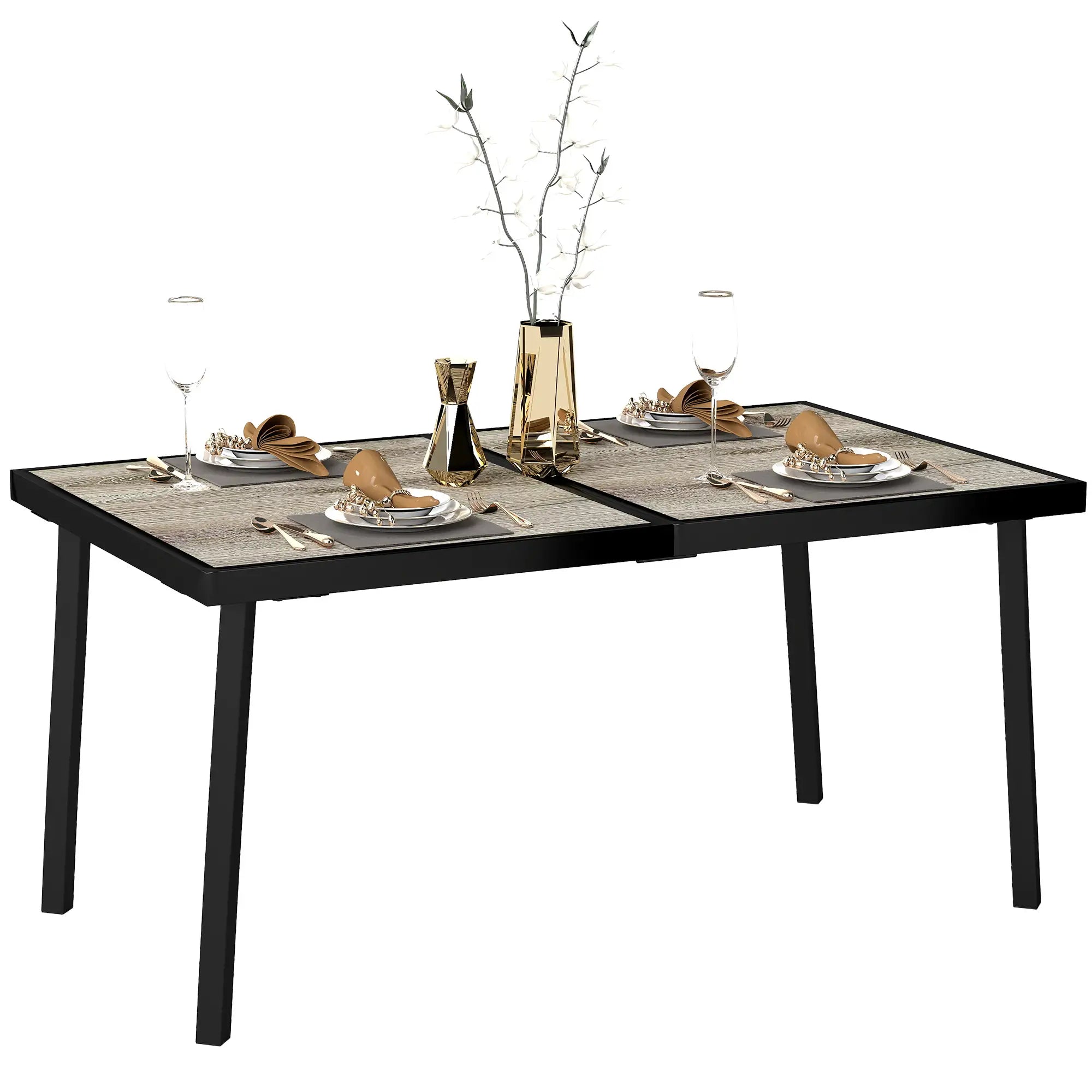 Gartentisch 145x85?cm für 6 Personen, Holzoptik Grau