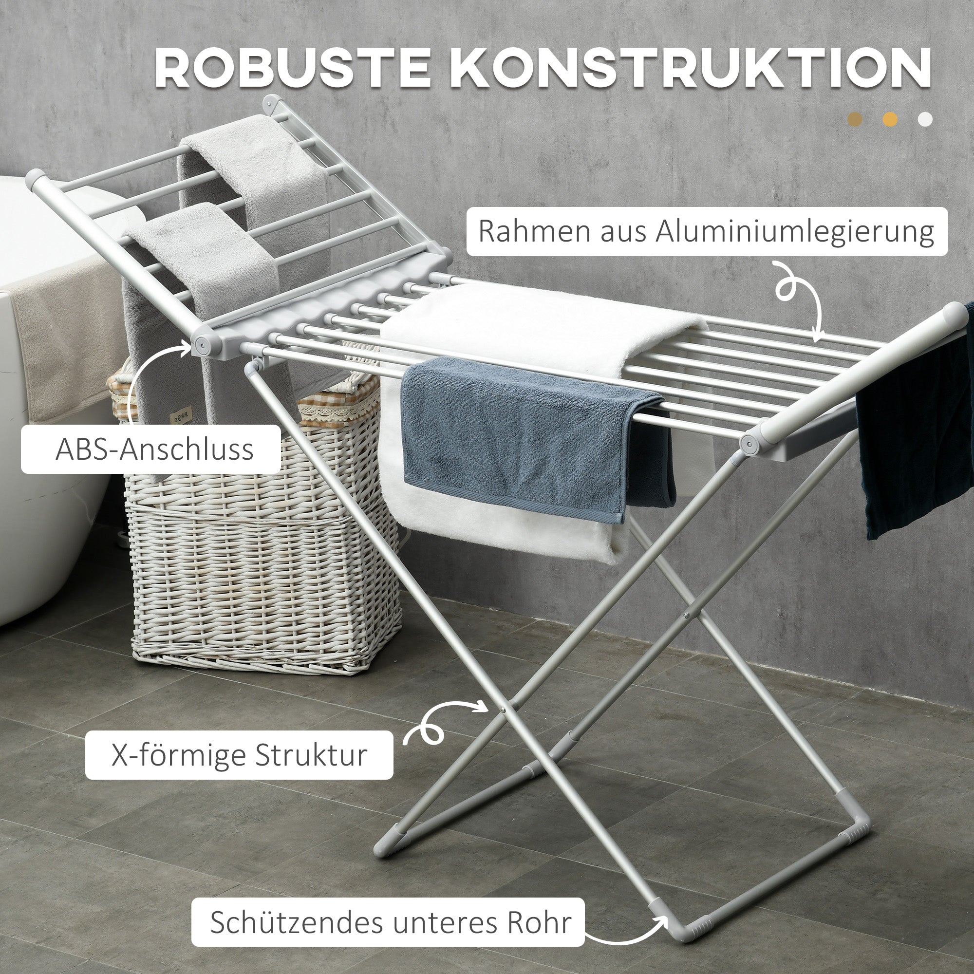 HOMCOM Wäscheständer mit Heizfunktion, 45-55 ℃, zusammenklappbar, 144L x 53B x 96H cm