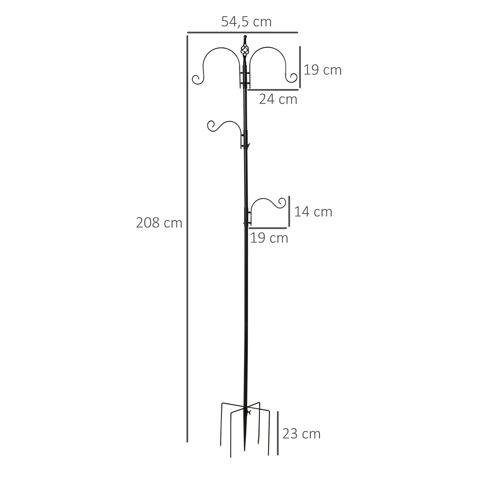 PawHut Vogelfutterstation, Outdoor-Futterspender, 4 Haken, Stahl, Schwarz