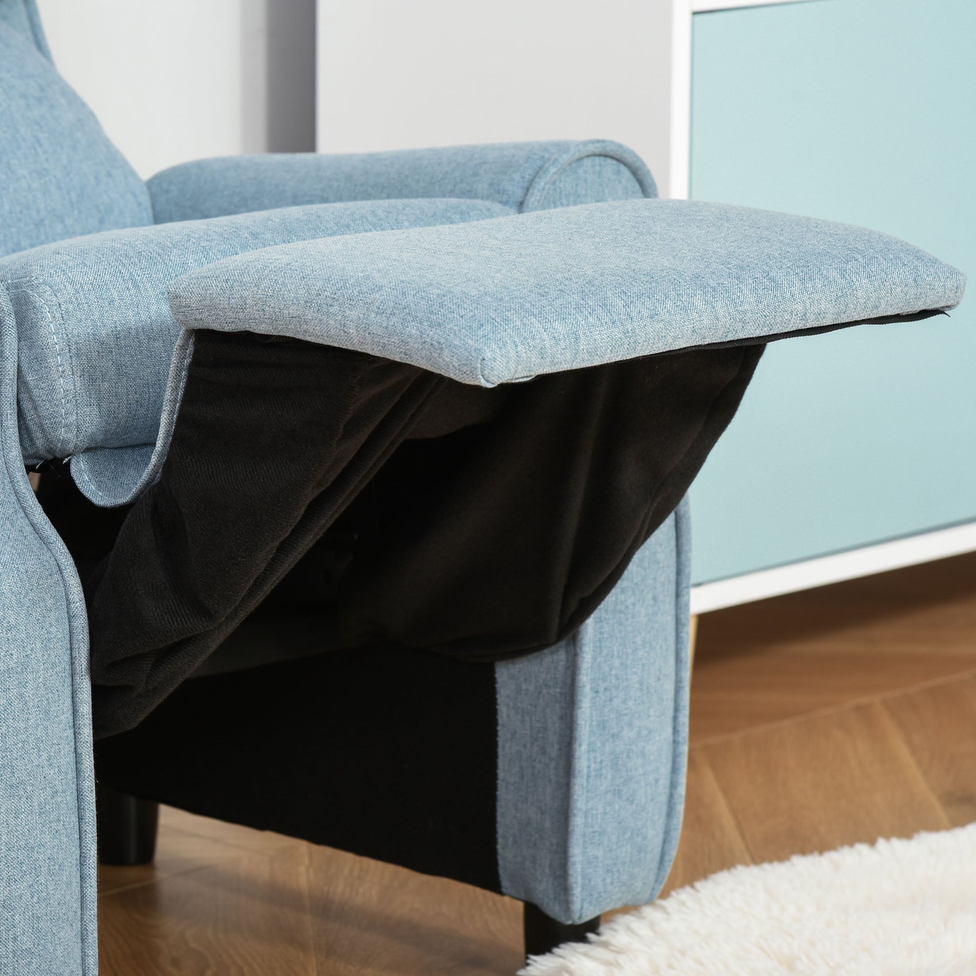 HOMCOM Kindersofa Kindercouch Kindersessel Stuhl Liegesofa verstellbar mit Fußstütze für 3-5 Jahre Jungen und Mädchen Blau 58 x 53 x 70 cm