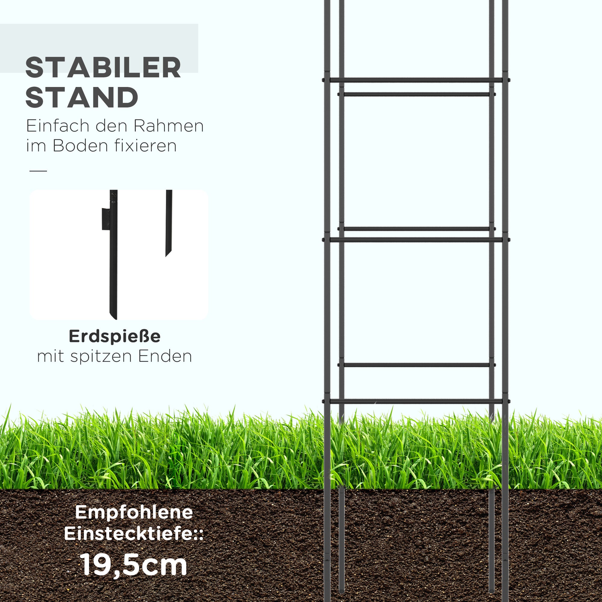 Outsunny Gartenbogen, Rosenbogen, Rankbogen, Rosenspalier Metall, schwarz, 1,40 x 0,40 x 2,40 m