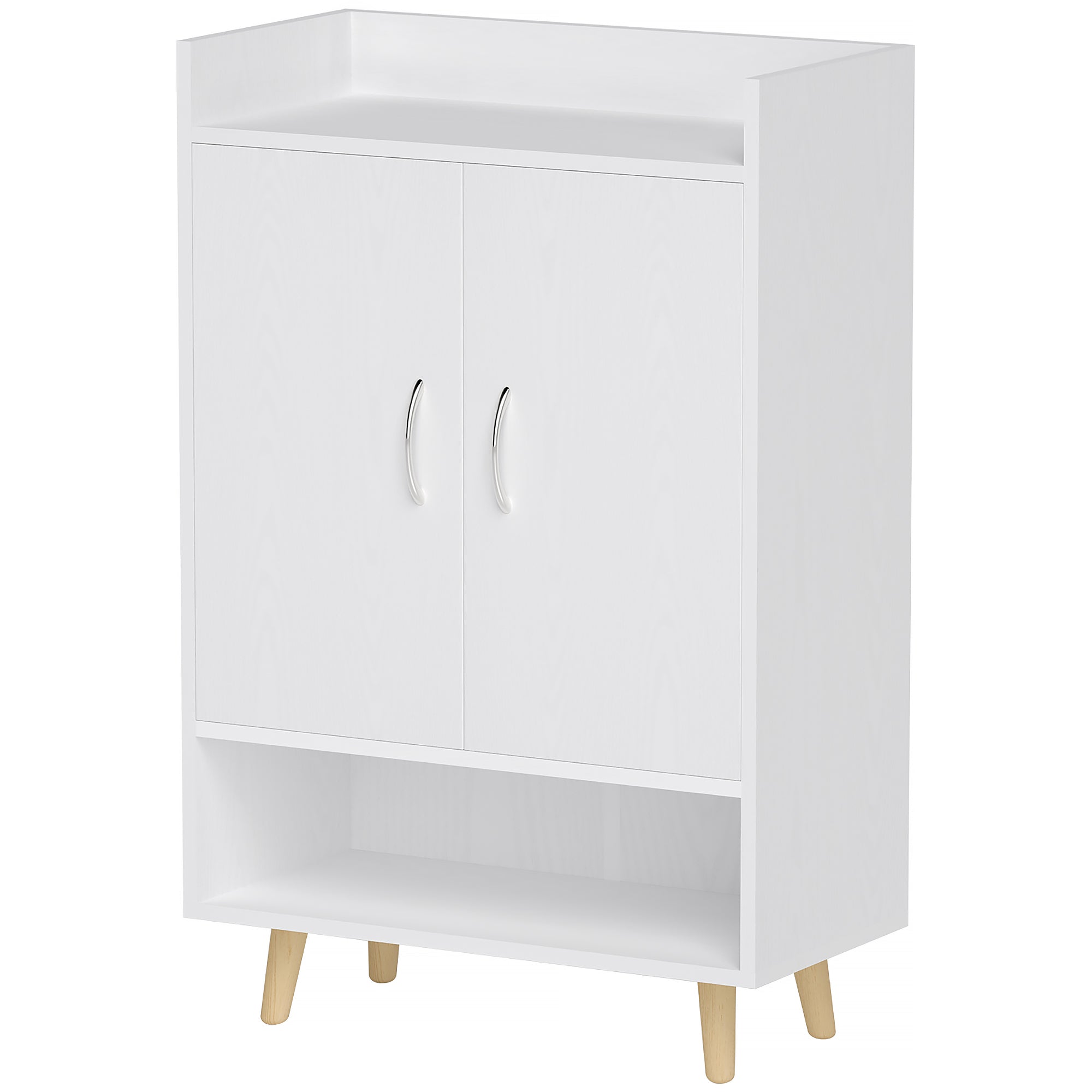 HOMCOM Schuhschrank, Schuhregal mit Türen und Regalen, für Flur, moderne Schuhkommode, Schuhablagen, 60 x 30 x 92 cm, Weiß
