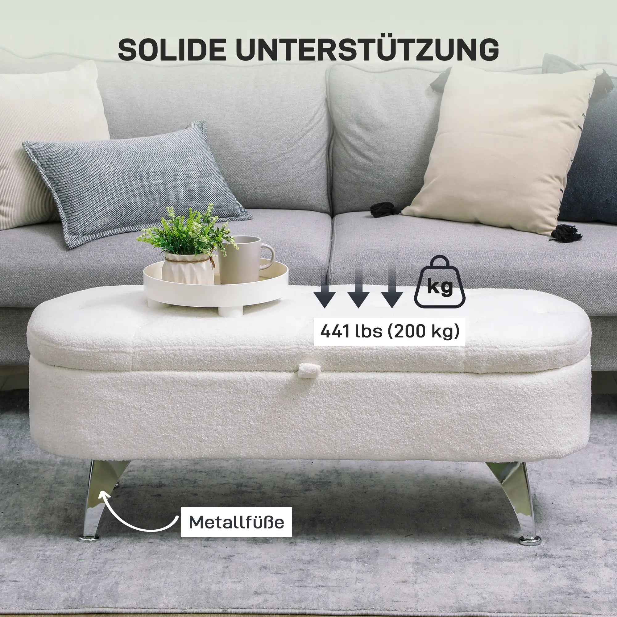 HOMCOM Sitzbank mit Stauraum 114?×?47?×?46,5?cm Weiß