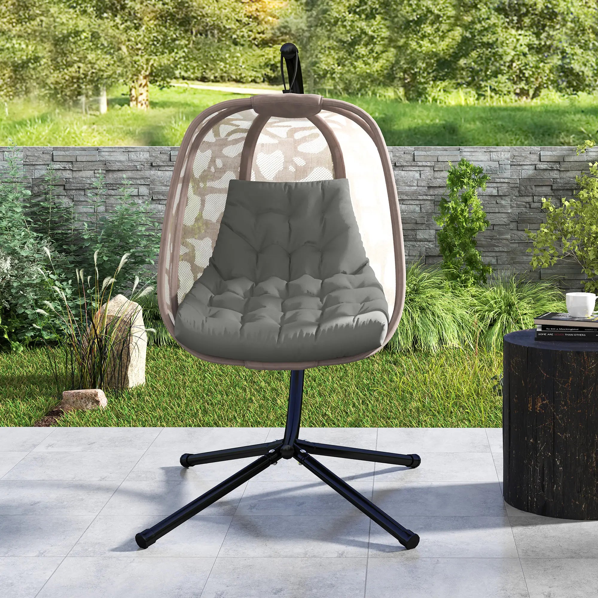Outsunny Sitzkissen, Außensitzkissen für Hängekorb und Schaukelstühle, Outdoor-Polsterkissen, Grau