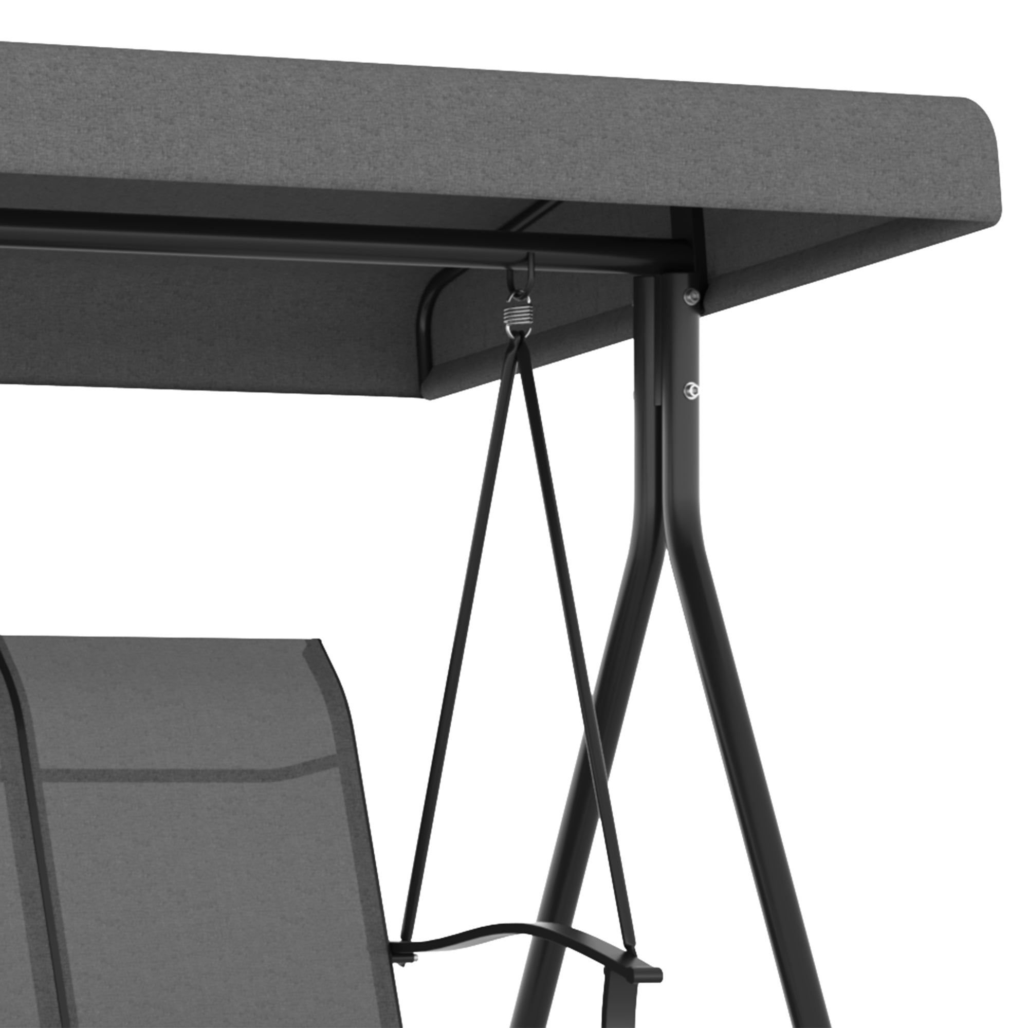 Outsunny Hollywoodschaukel, für 3 Personen, verstellbares Sonnendach, bis 240 kg, dunkelgrau, 195 x 118 x 170 cm