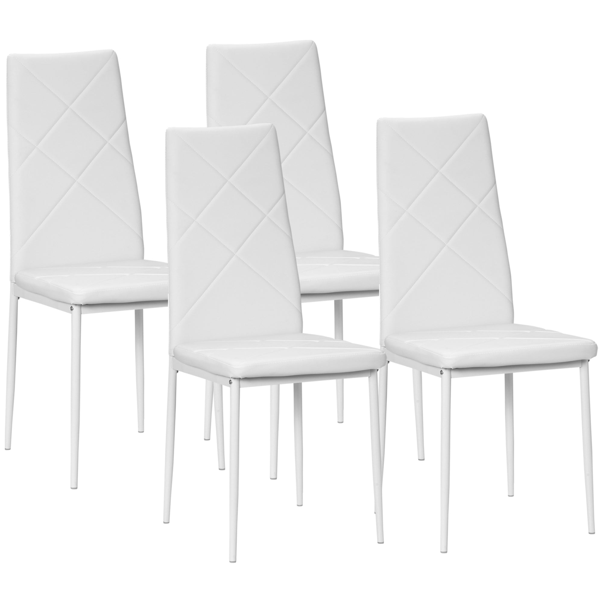HOMCOM Esszimmerstuhl 4er-Set gepolstert hohe Rückenlehne Weiß